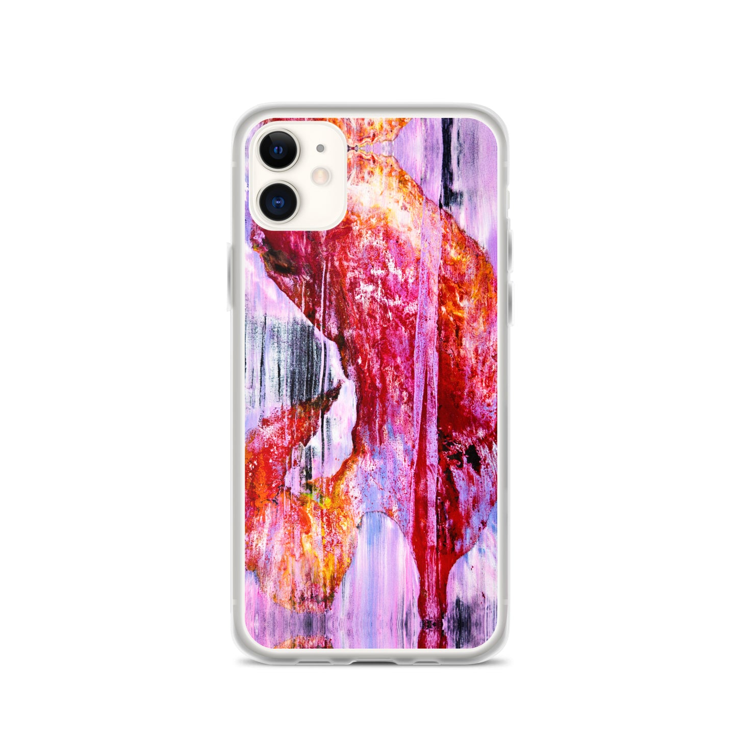 Abstract Phone Case Compatible with iPhone, Ultra Slim Cover with Heavy Duty Scratch Resistant Shockproof Protection, “Pink Rain”