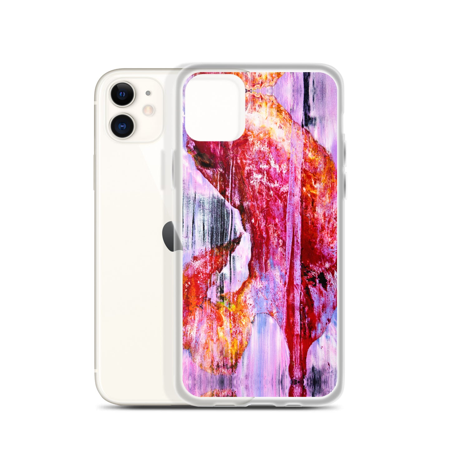 Abstract Phone Case Compatible with iPhone, Ultra Slim Cover with Heavy Duty Scratch Resistant Shockproof Protection, “Pink Rain”