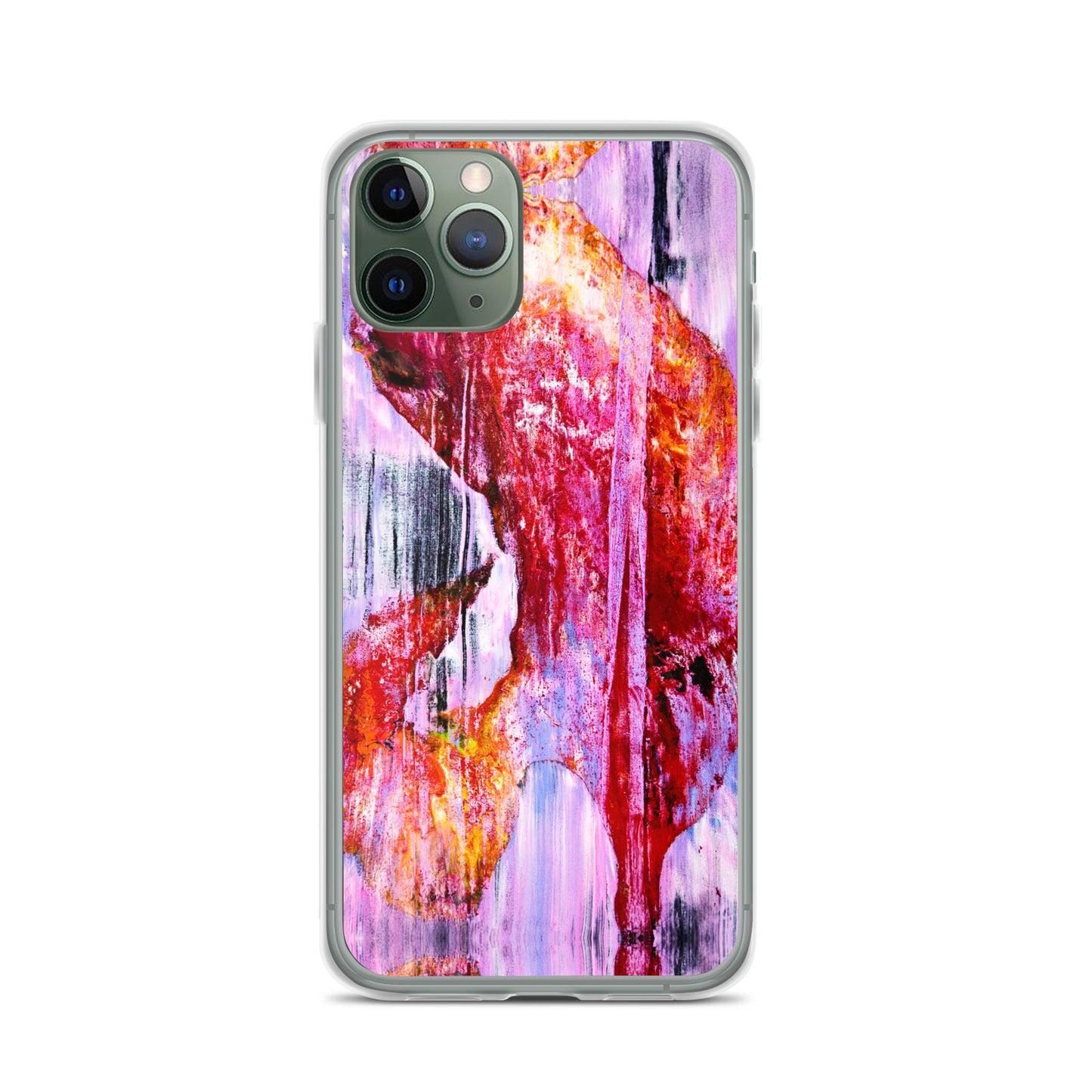 Abstract Phone Case Compatible with iPhone, Ultra Slim Cover with Heavy Duty Scratch Resistant Shockproof Protection, “Pink Rain”