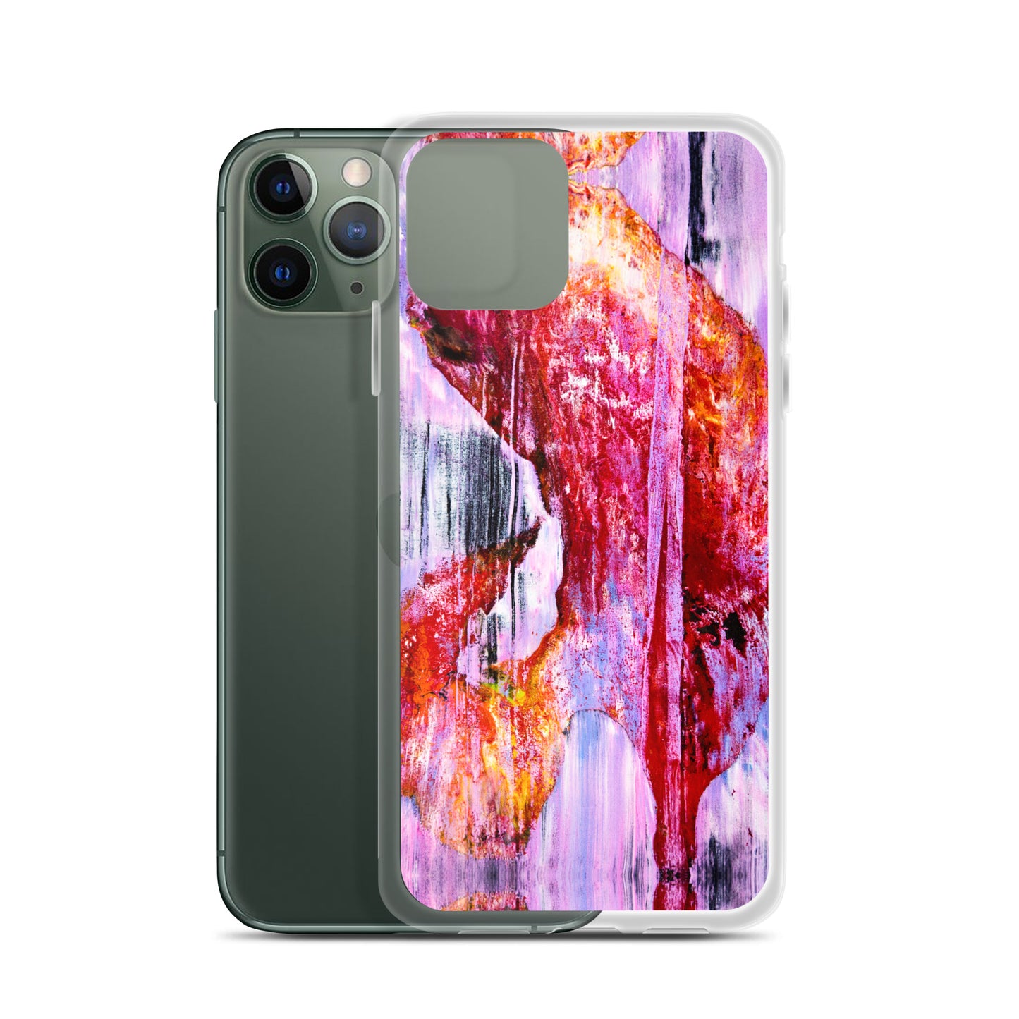 Abstract Phone Case Compatible with iPhone, Ultra Slim Cover with Heavy Duty Scratch Resistant Shockproof Protection, “Pink Rain”