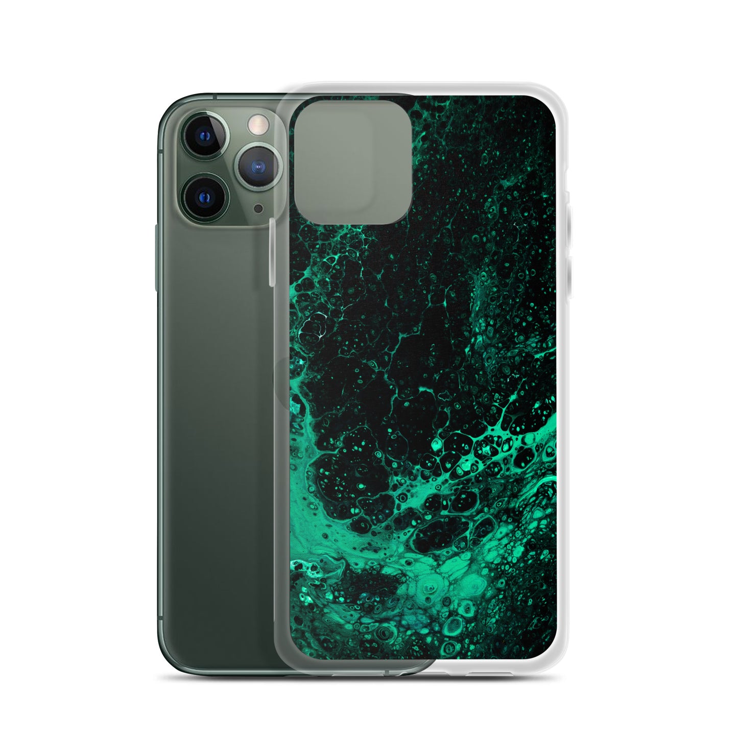 NightOwl Studio Custom Phone Case Compatible with iPhone, Ultra Slim Cover with Heavy Duty Scratch Resistant Shockproof Protection, Green Tide