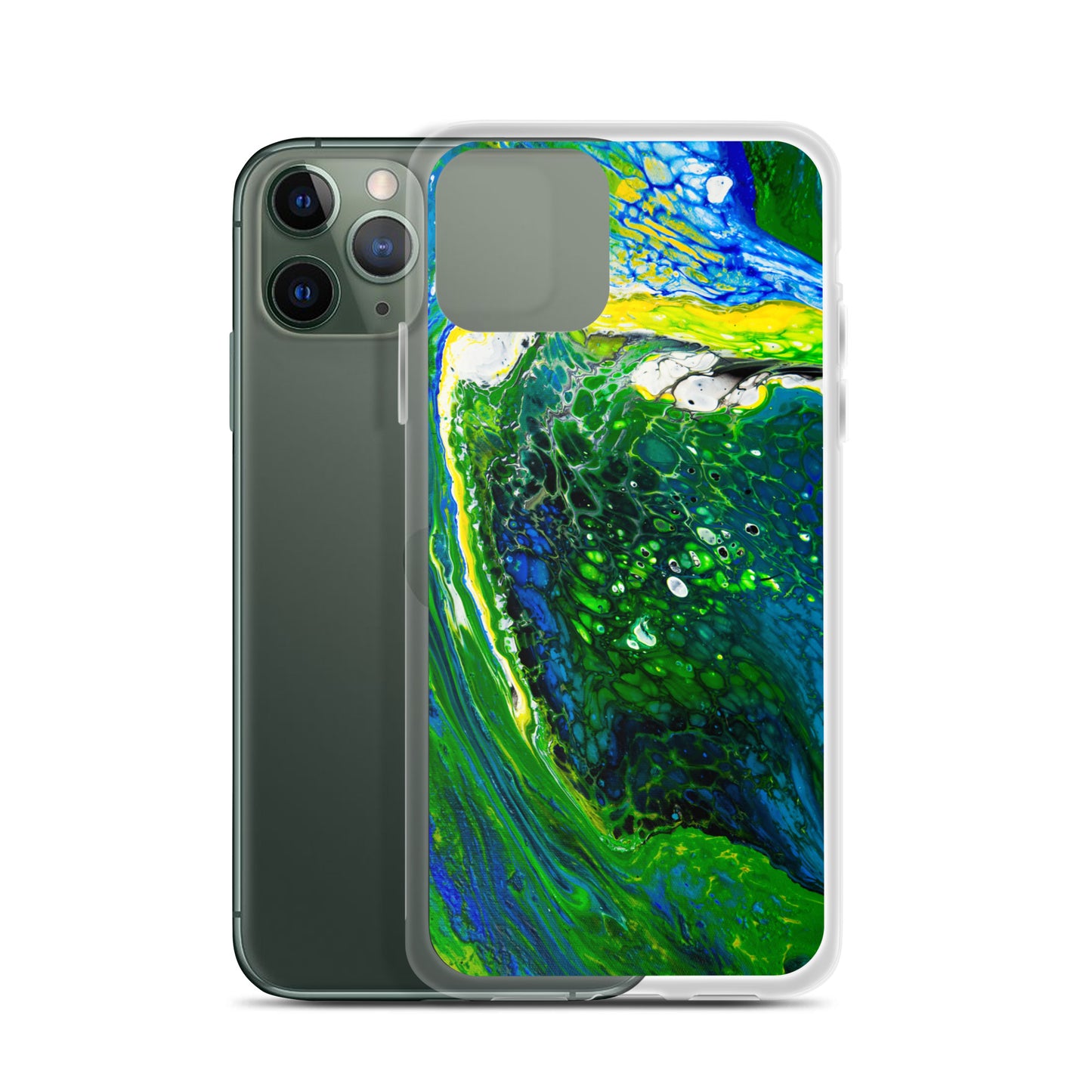 NightOwl Studio Custom Phone Case Compatible with iPhone, Ultra Slim Cover with Heavy Duty Scratch Resistant Shockproof Protection, Green Stream