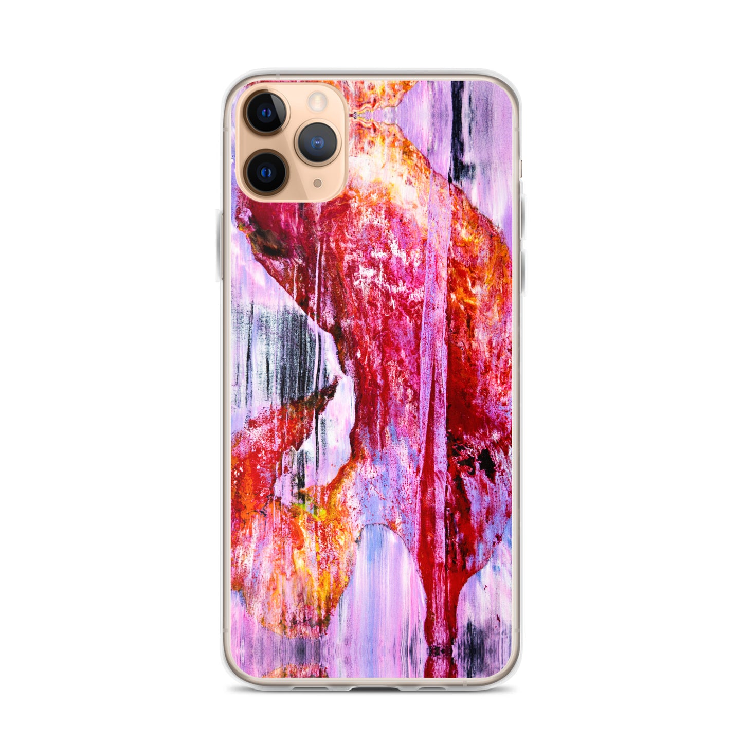 Abstract Phone Case Compatible with iPhone, Ultra Slim Cover with Heavy Duty Scratch Resistant Shockproof Protection, “Pink Rain”