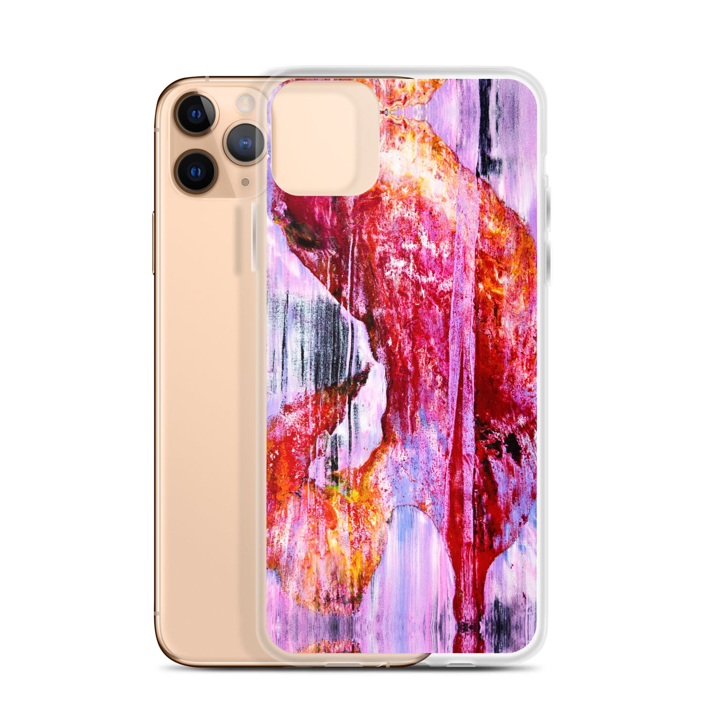 Abstract Phone Case Compatible with iPhone, Ultra Slim Cover with Heavy Duty Scratch Resistant Shockproof Protection, “Pink Rain”