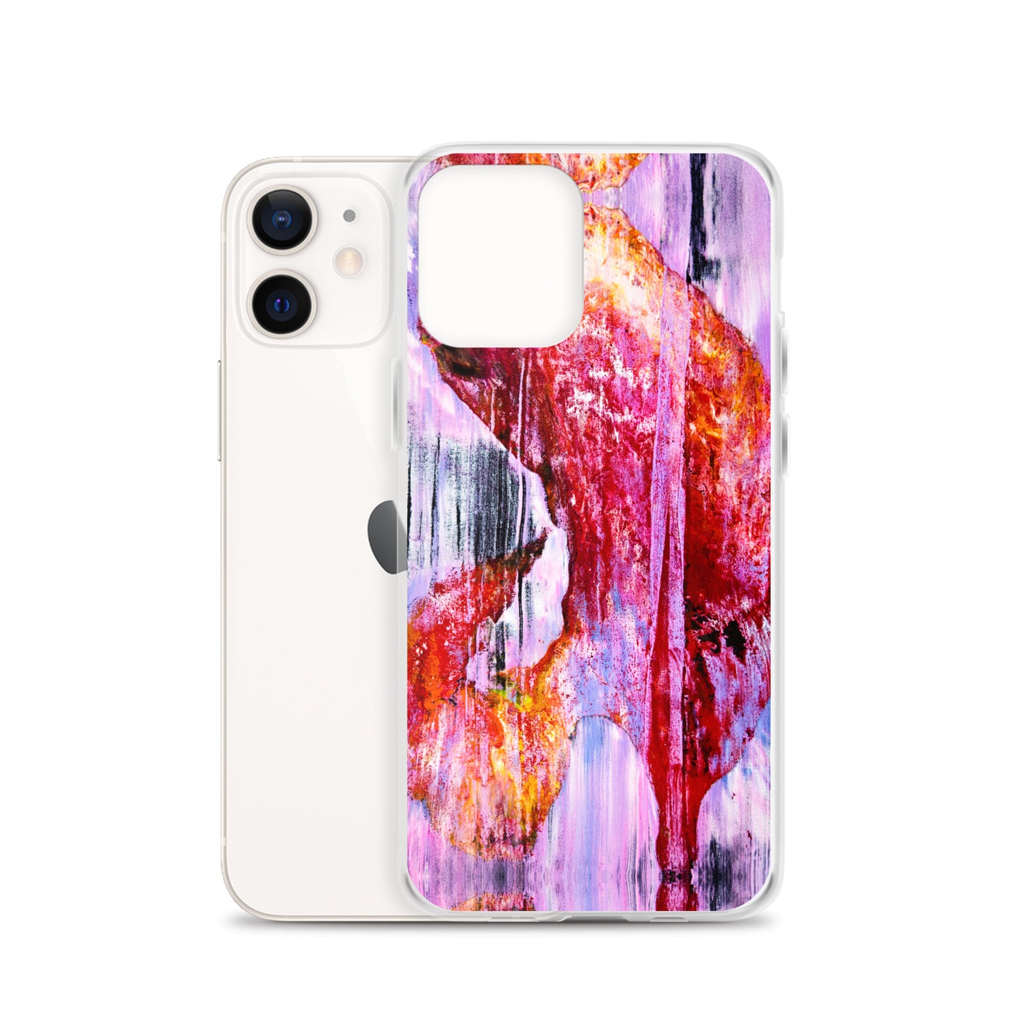 Abstract Phone Case Compatible with iPhone, Ultra Slim Cover with Heavy Duty Scratch Resistant Shockproof Protection, “Pink Rain”