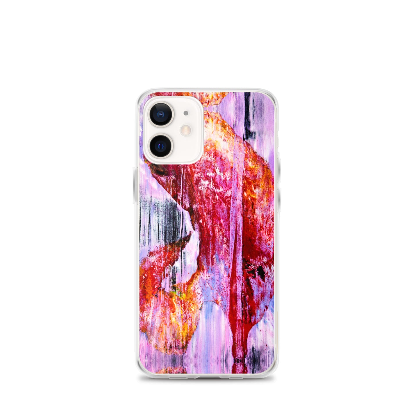 Abstract Phone Case Compatible with iPhone, Ultra Slim Cover with Heavy Duty Scratch Resistant Shockproof Protection, “Pink Rain”