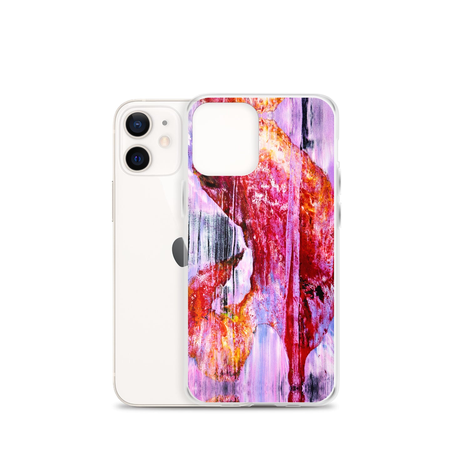 Abstract Phone Case Compatible with iPhone, Ultra Slim Cover with Heavy Duty Scratch Resistant Shockproof Protection, “Pink Rain”