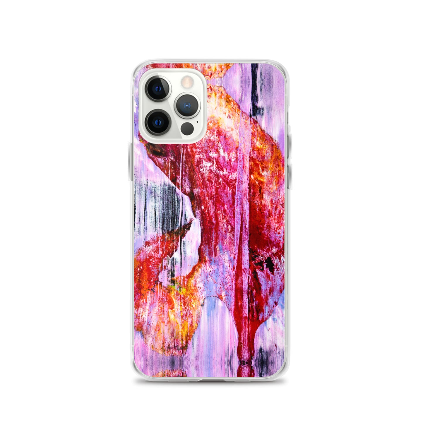 Abstract Phone Case Compatible with iPhone, Ultra Slim Cover with Heavy Duty Scratch Resistant Shockproof Protection, “Pink Rain”