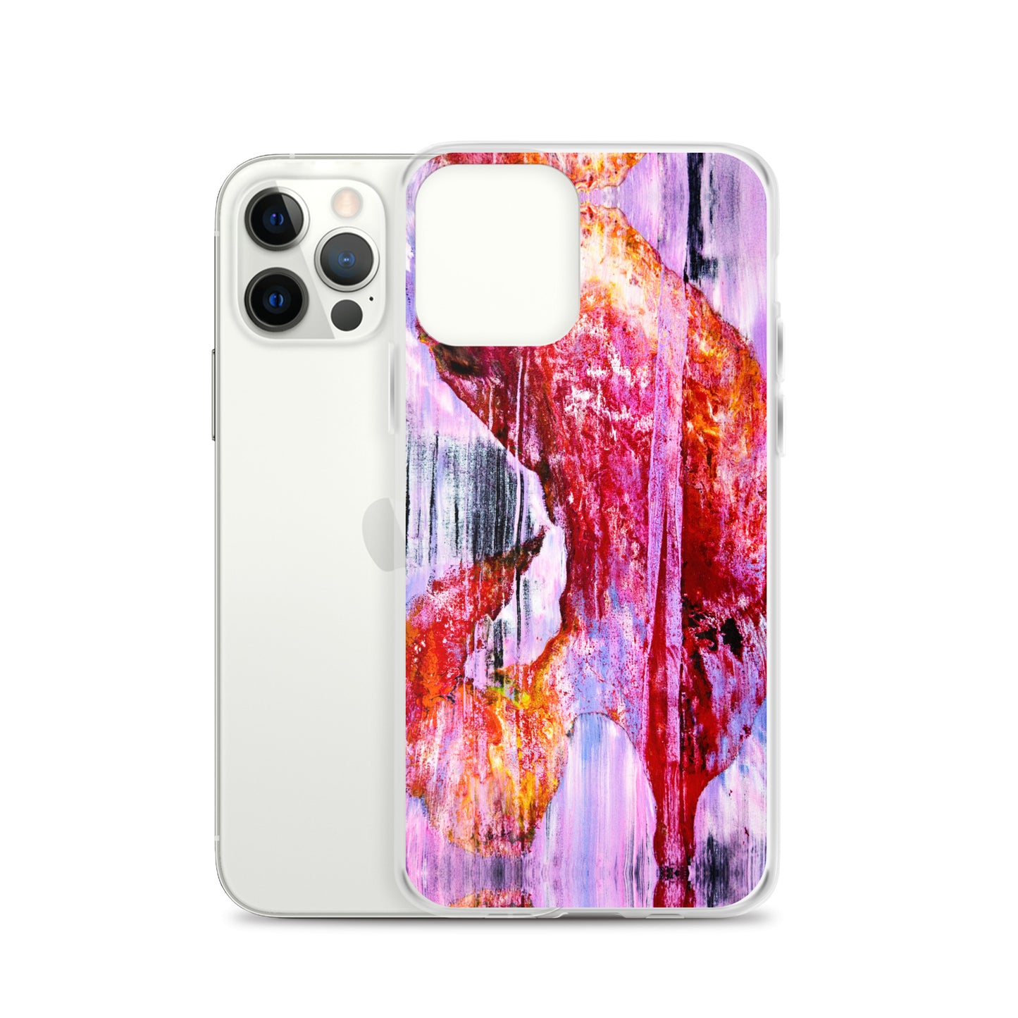 Abstract Phone Case Compatible with iPhone, Ultra Slim Cover with Heavy Duty Scratch Resistant Shockproof Protection, “Pink Rain”