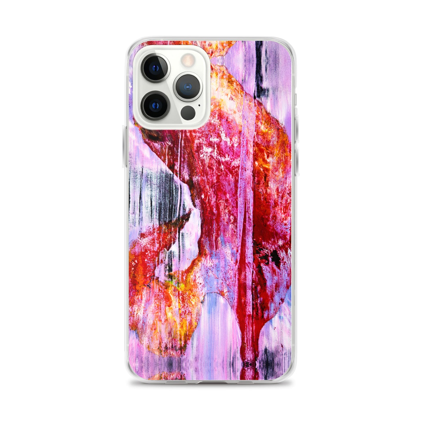 Abstract Phone Case Compatible with iPhone, Ultra Slim Cover with Heavy Duty Scratch Resistant Shockproof Protection, “Pink Rain”