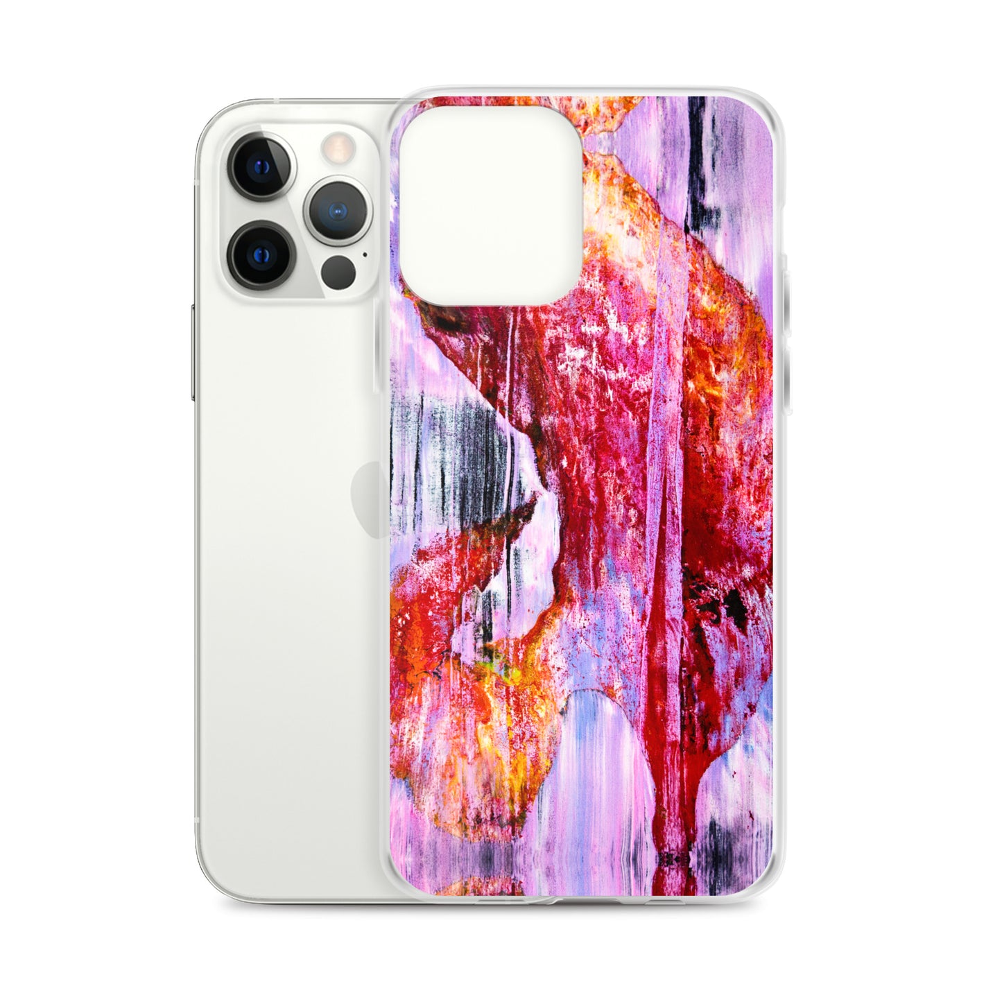 Abstract Phone Case Compatible with iPhone, Ultra Slim Cover with Heavy Duty Scratch Resistant Shockproof Protection, “Pink Rain”