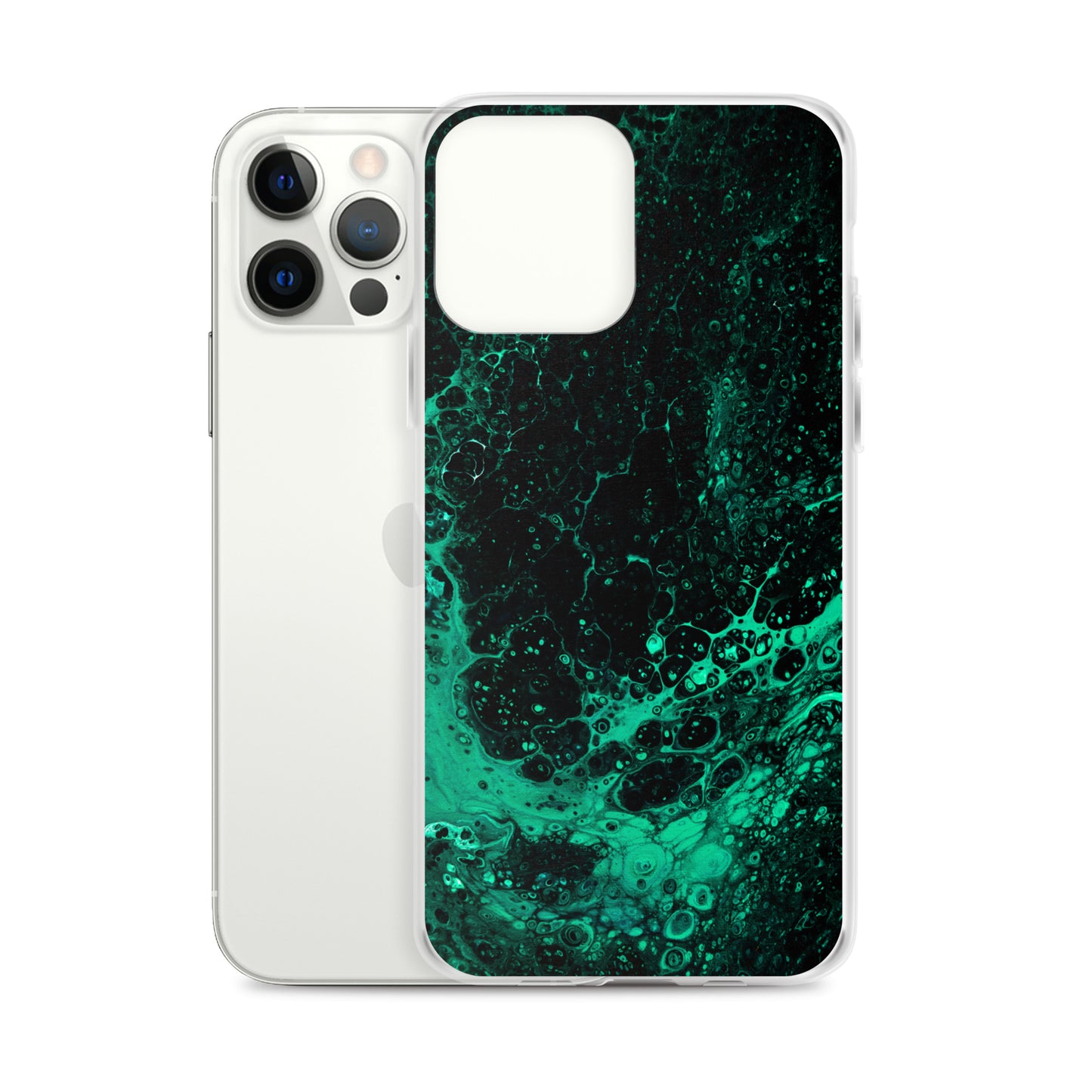 NightOwl Studio Custom Phone Case Compatible with iPhone, Ultra Slim Cover with Heavy Duty Scratch Resistant Shockproof Protection, Green Tide