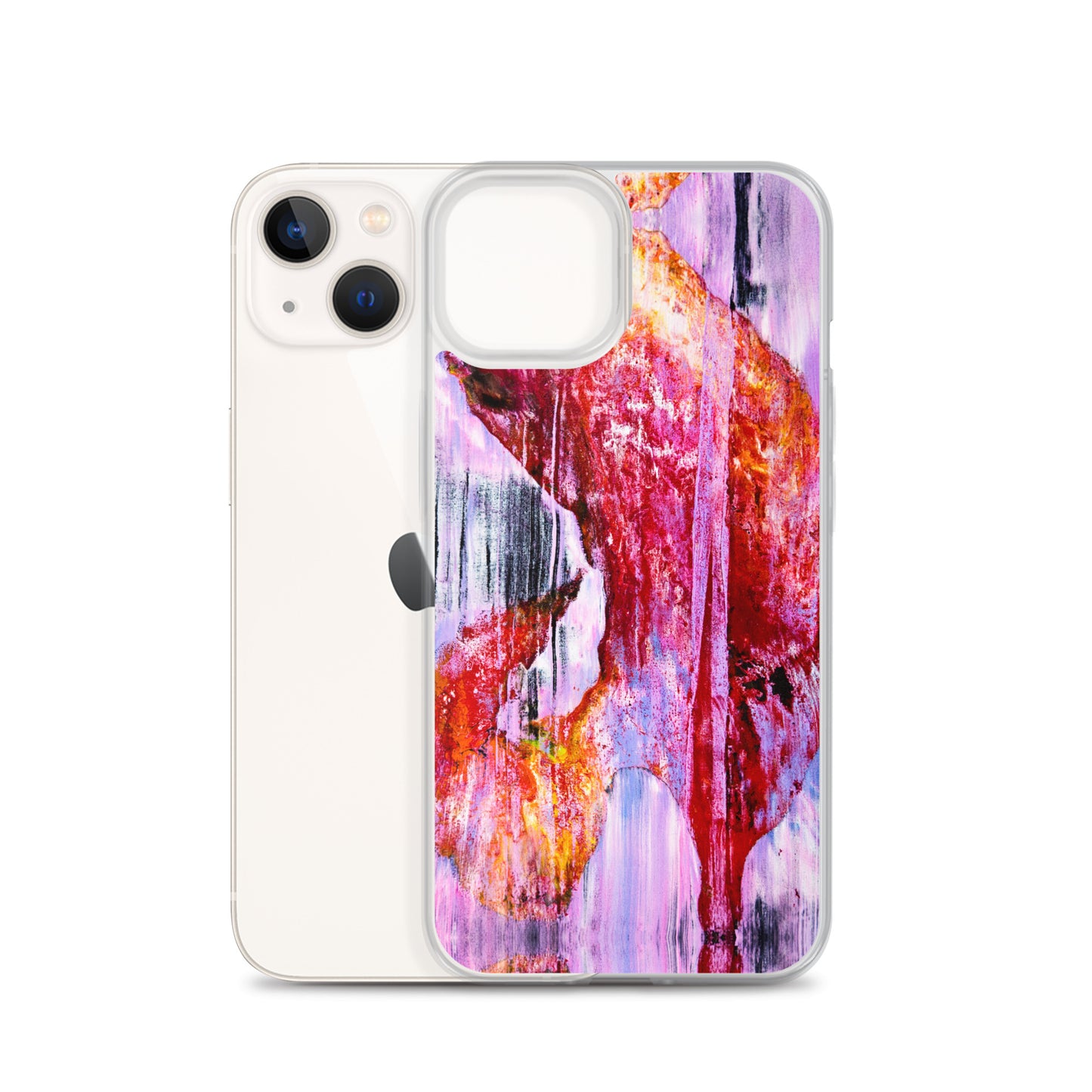 Abstract Phone Case Compatible with iPhone, Ultra Slim Cover with Heavy Duty Scratch Resistant Shockproof Protection, “Pink Rain”