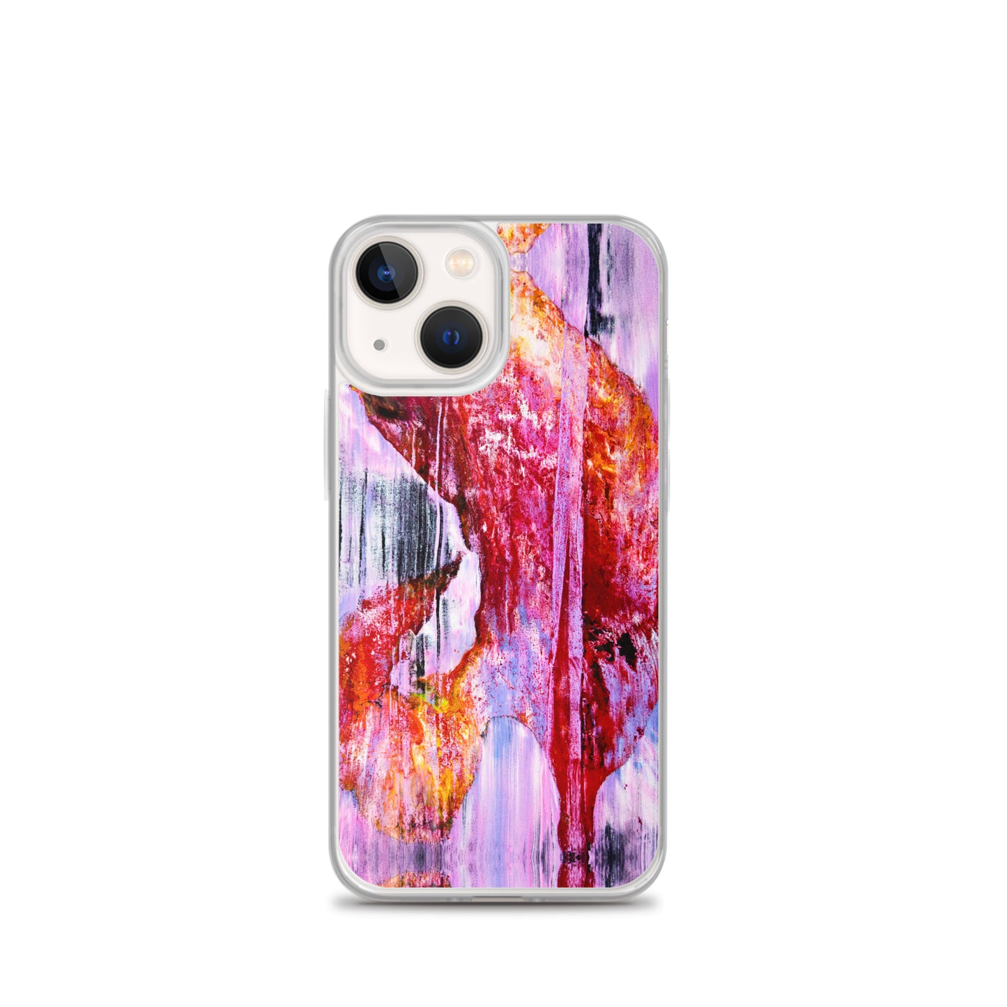 Abstract Phone Case Compatible with iPhone, Ultra Slim Cover with Heavy Duty Scratch Resistant Shockproof Protection, “Pink Rain”