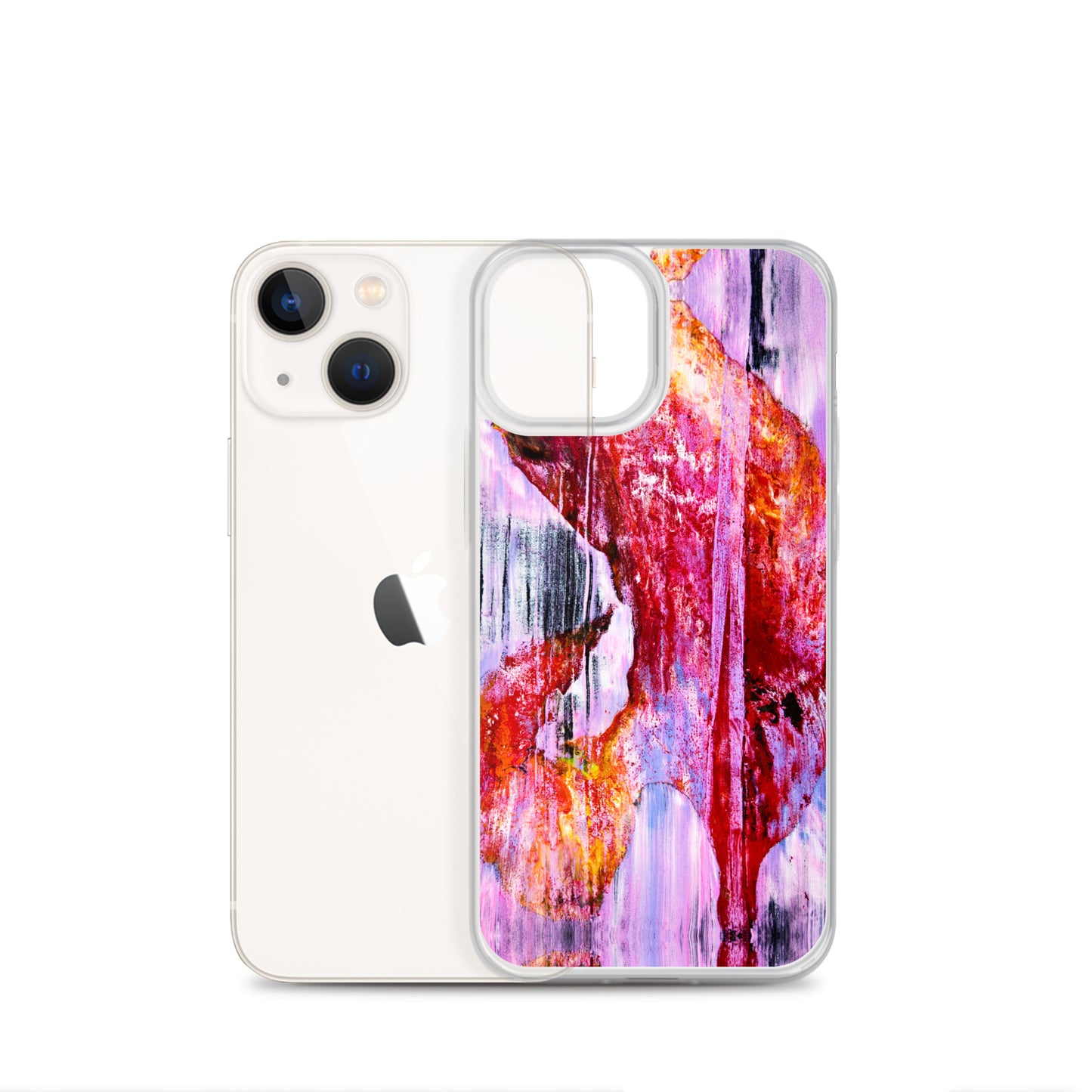 Abstract Phone Case Compatible with iPhone, Ultra Slim Cover with Heavy Duty Scratch Resistant Shockproof Protection, “Pink Rain”