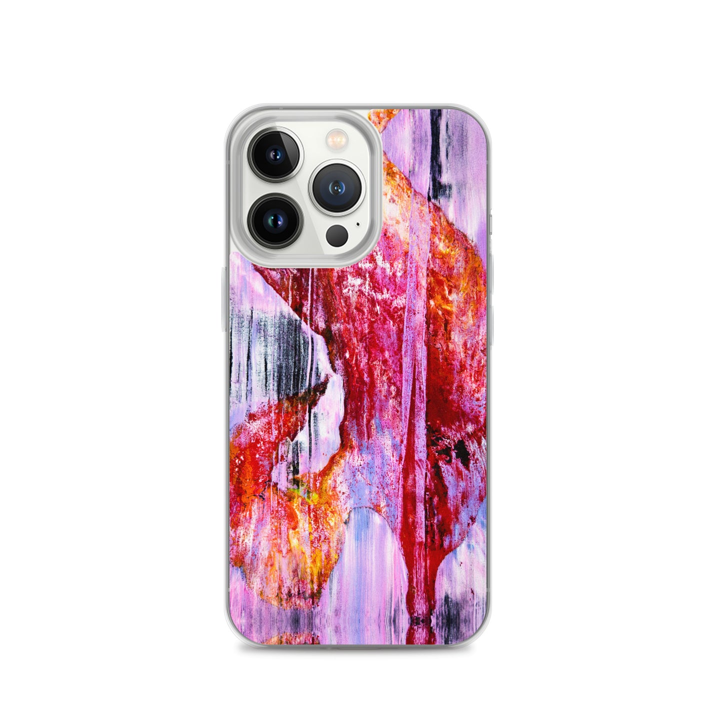 Abstract Phone Case Compatible with iPhone, Ultra Slim Cover with Heavy Duty Scratch Resistant Shockproof Protection, “Pink Rain”