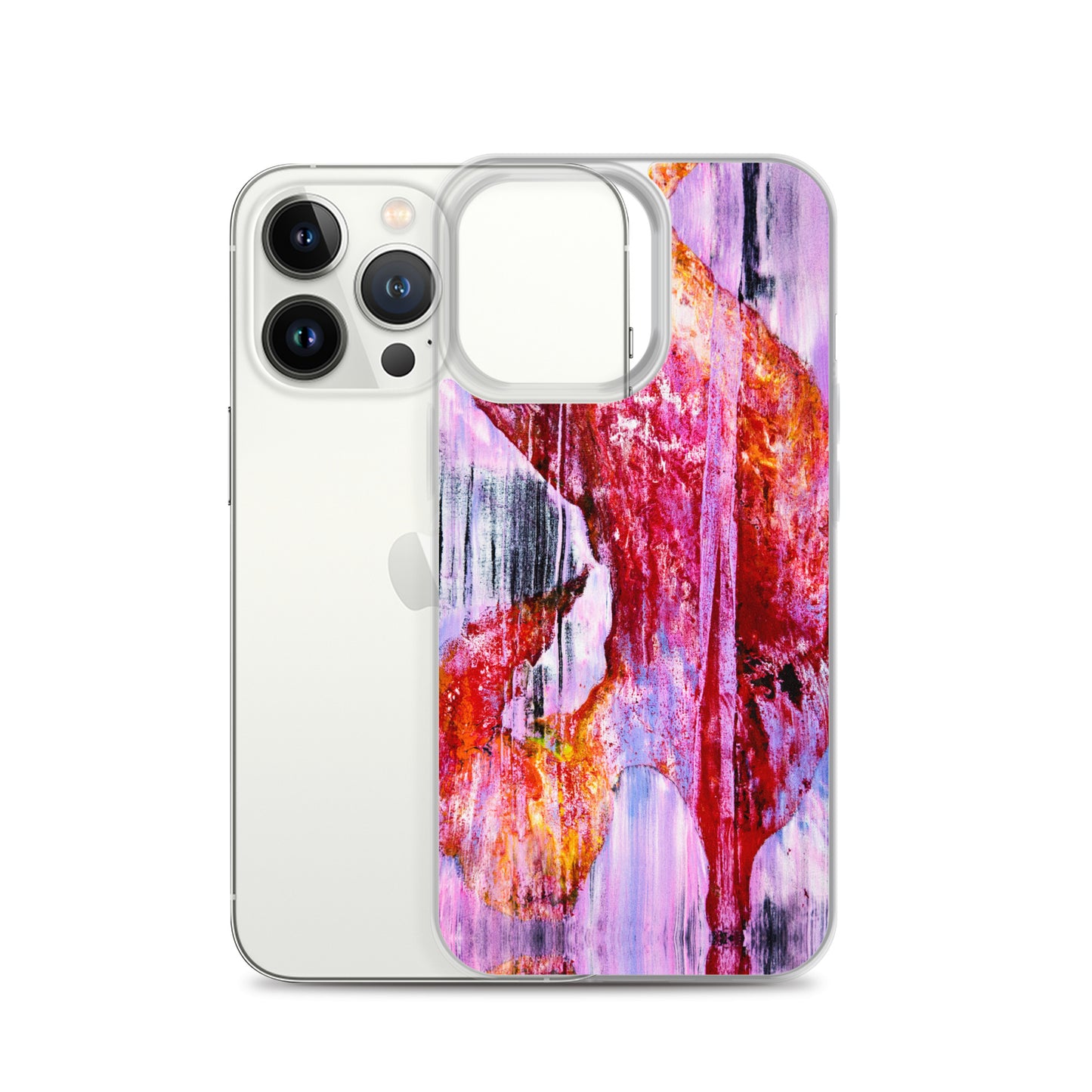 Abstract Phone Case Compatible with iPhone, Ultra Slim Cover with Heavy Duty Scratch Resistant Shockproof Protection, “Pink Rain”