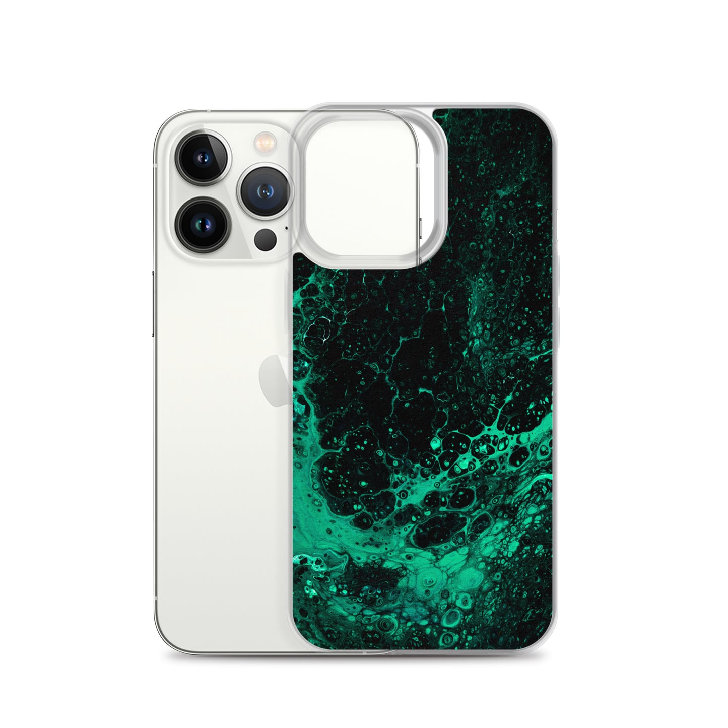 NightOwl Studio Custom Phone Case Compatible with iPhone, Ultra Slim Cover with Heavy Duty Scratch Resistant Shockproof Protection, Green Tide