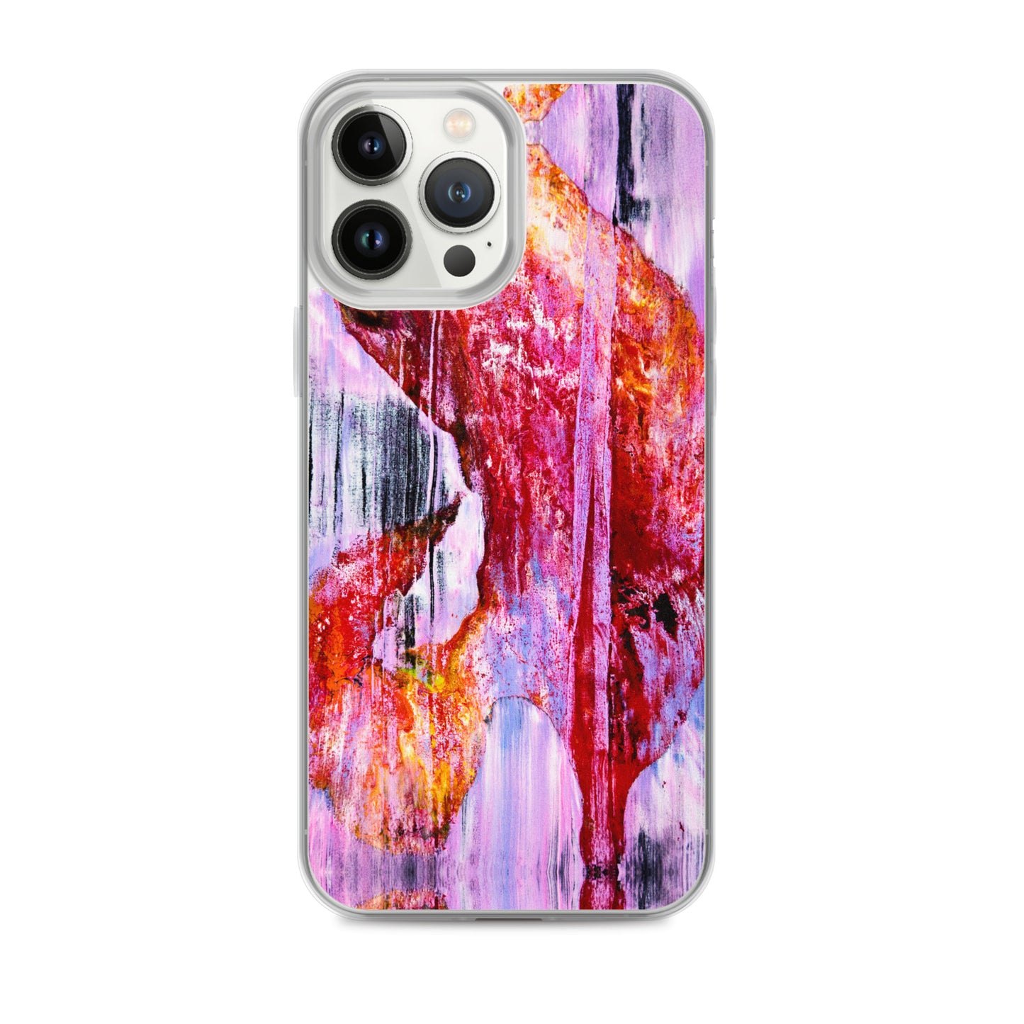 Abstract Phone Case Compatible with iPhone, Ultra Slim Cover with Heavy Duty Scratch Resistant Shockproof Protection, “Pink Rain”