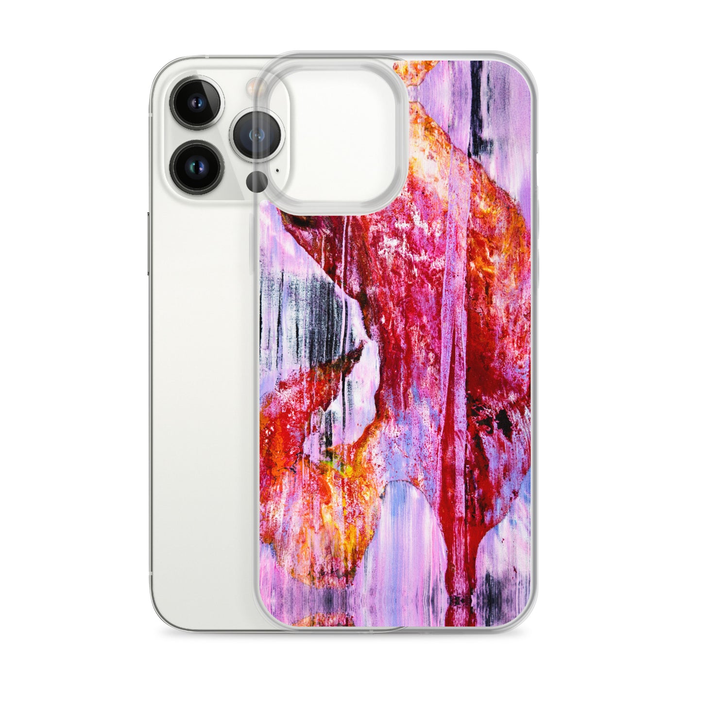 Abstract Phone Case Compatible with iPhone, Ultra Slim Cover with Heavy Duty Scratch Resistant Shockproof Protection, “Pink Rain”