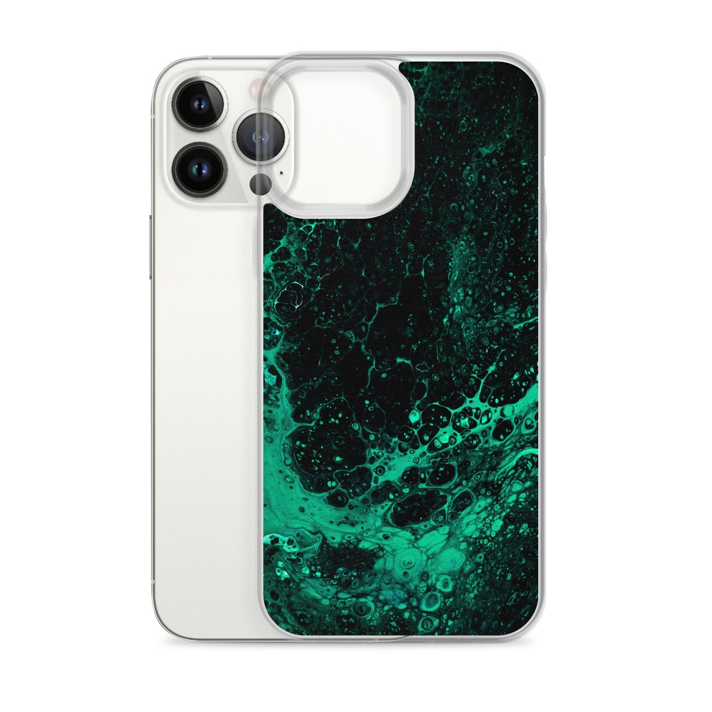 NightOwl Studio Custom Phone Case Compatible with iPhone, Ultra Slim Cover with Heavy Duty Scratch Resistant Shockproof Protection, Green Tide