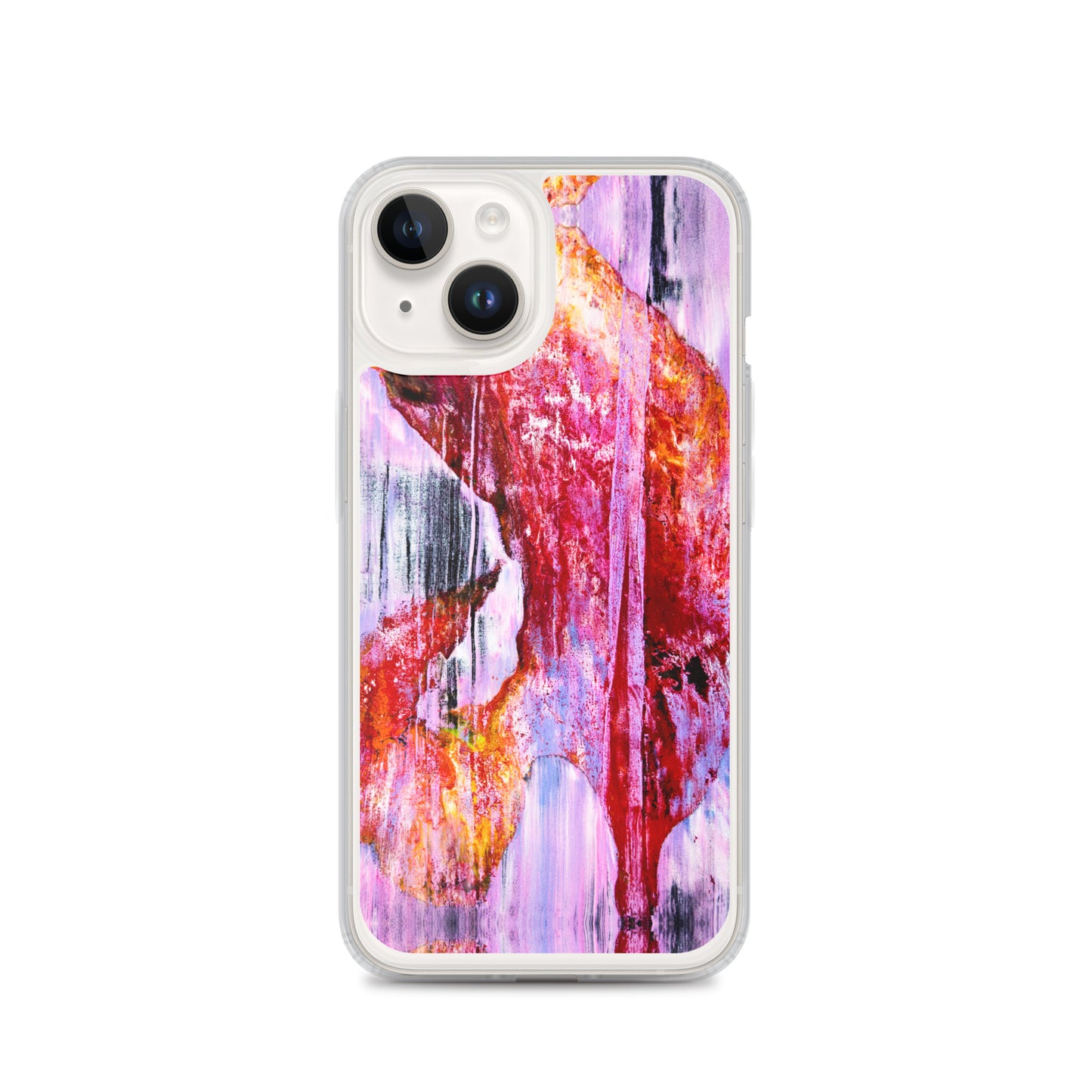 Abstract Phone Case Compatible with iPhone, Ultra Slim Cover with Heavy Duty Scratch Resistant Shockproof Protection, “Pink Rain”