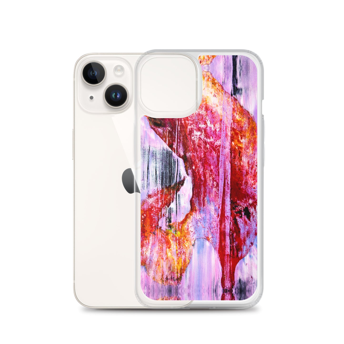 Abstract Phone Case Compatible with iPhone, Ultra Slim Cover with Heavy Duty Scratch Resistant Shockproof Protection, “Pink Rain”