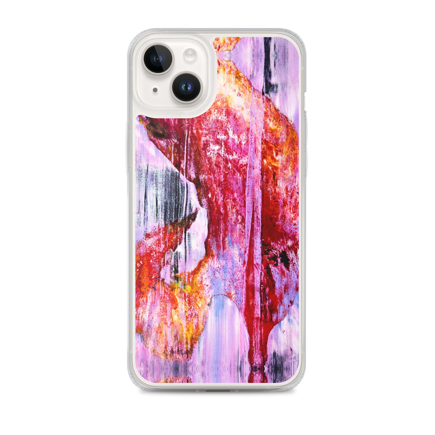 Abstract Phone Case Compatible with iPhone, Ultra Slim Cover with Heavy Duty Scratch Resistant Shockproof Protection, “Pink Rain”