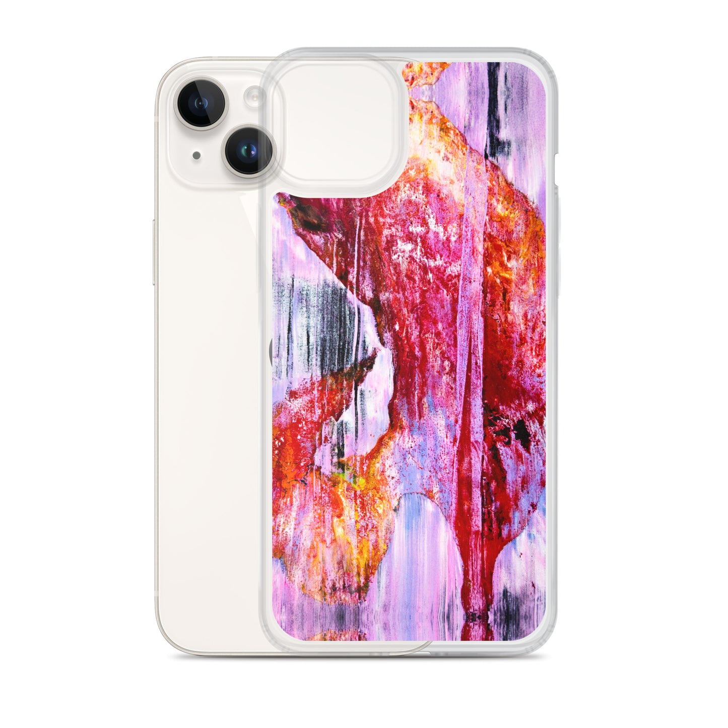 Abstract Phone Case Compatible with iPhone, Ultra Slim Cover with Heavy Duty Scratch Resistant Shockproof Protection, “Pink Rain”