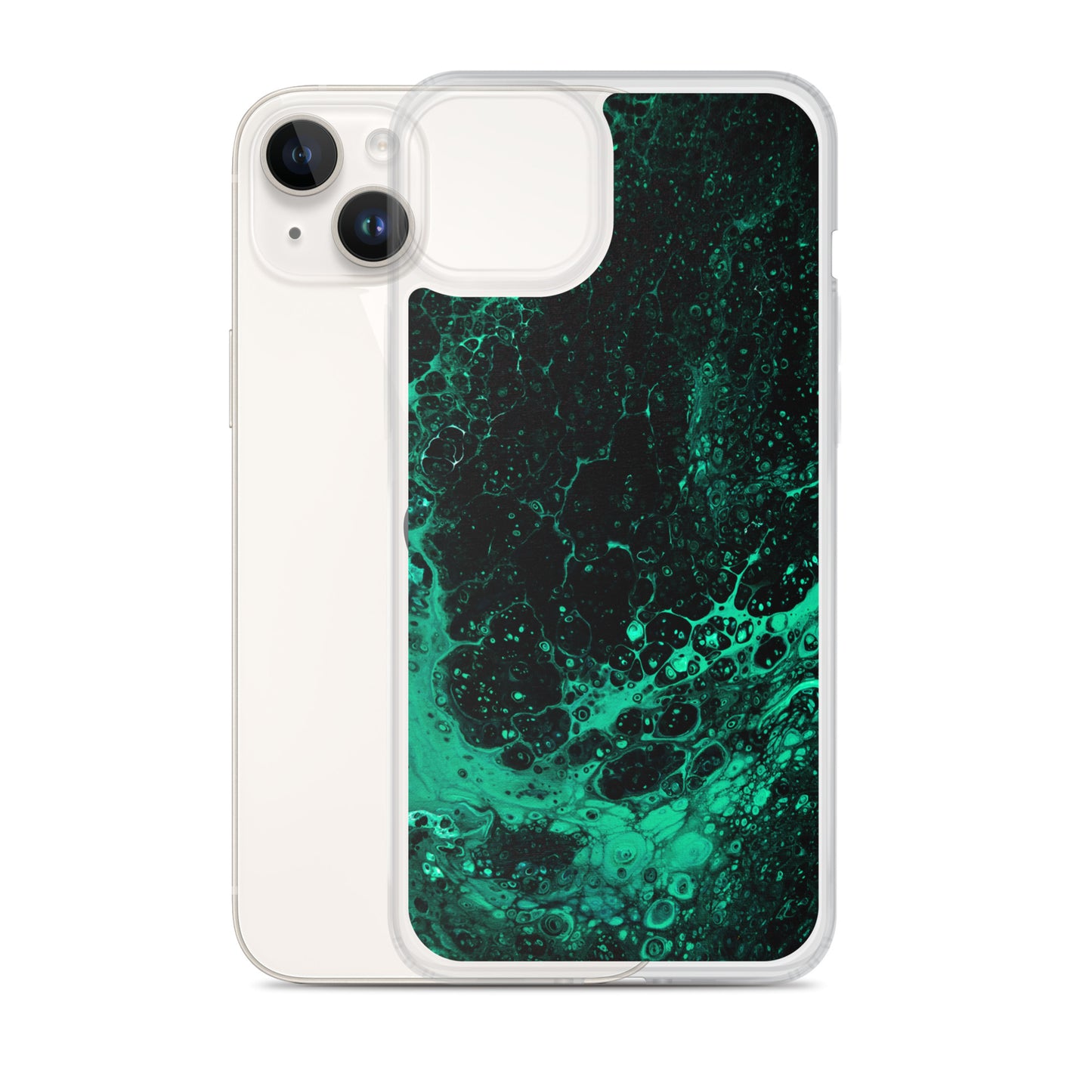 NightOwl Studio Custom Phone Case Compatible with iPhone, Ultra Slim Cover with Heavy Duty Scratch Resistant Shockproof Protection, Green Tide