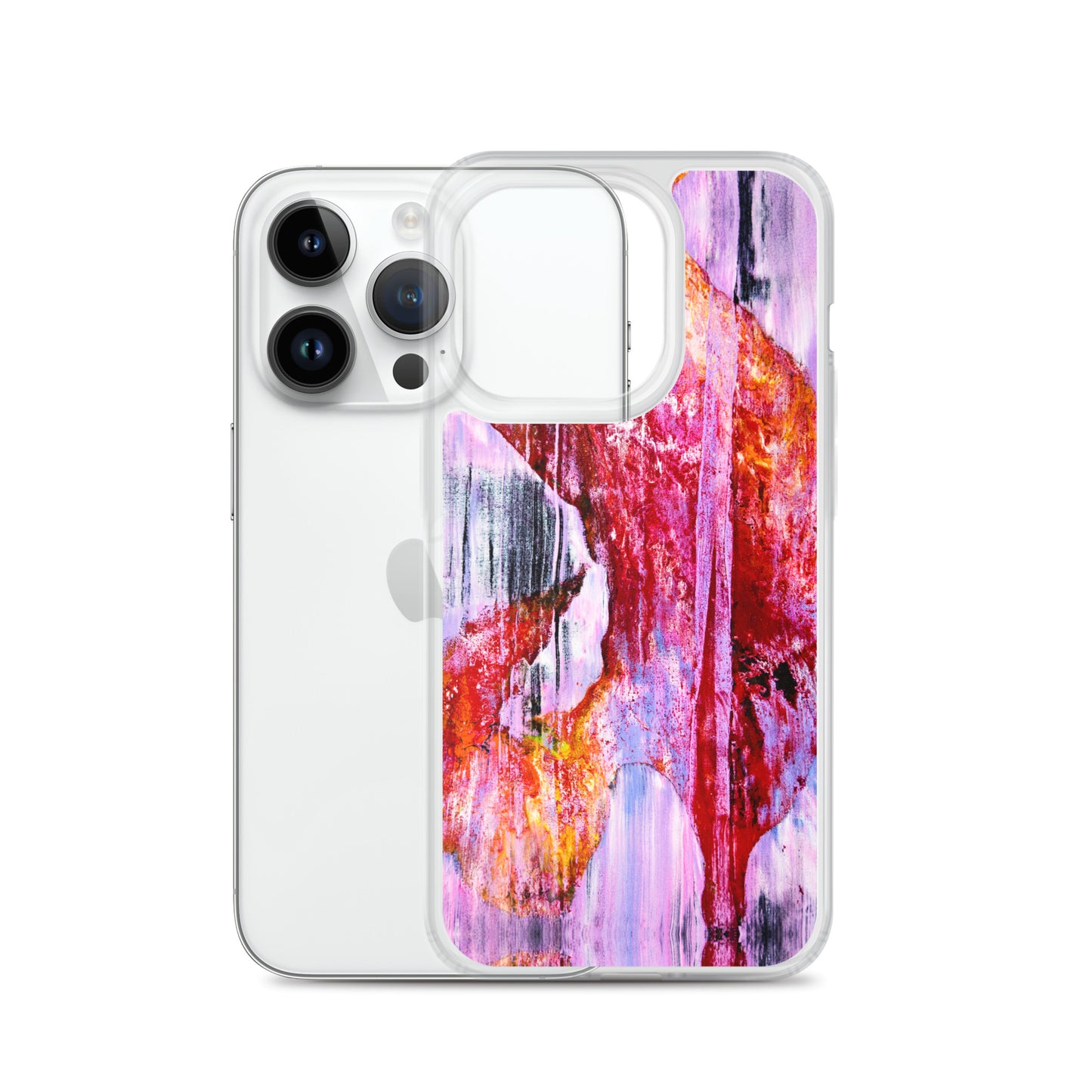 Abstract Phone Case Compatible with iPhone, Ultra Slim Cover with Heavy Duty Scratch Resistant Shockproof Protection, “Pink Rain”