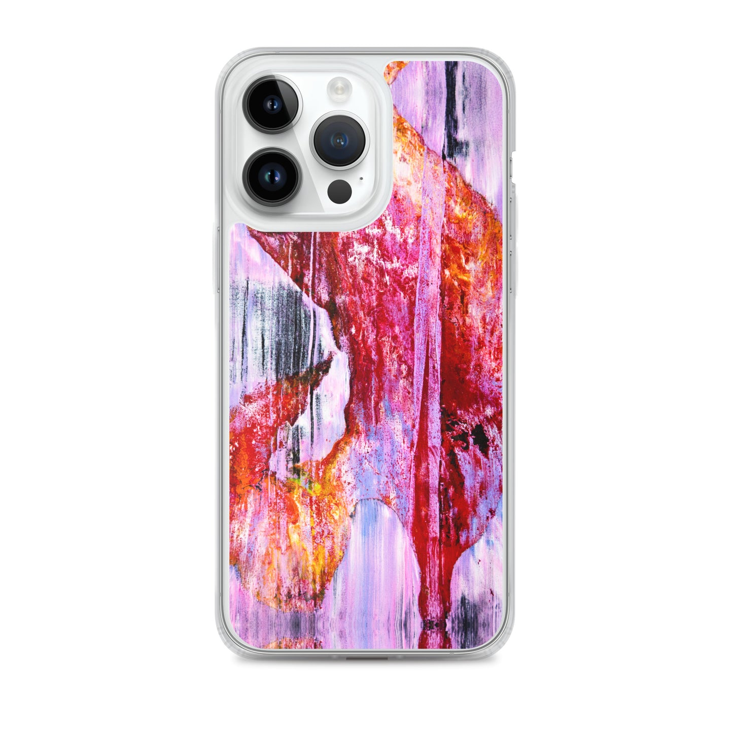 Abstract Phone Case Compatible with iPhone, Ultra Slim Cover with Heavy Duty Scratch Resistant Shockproof Protection, “Pink Rain”