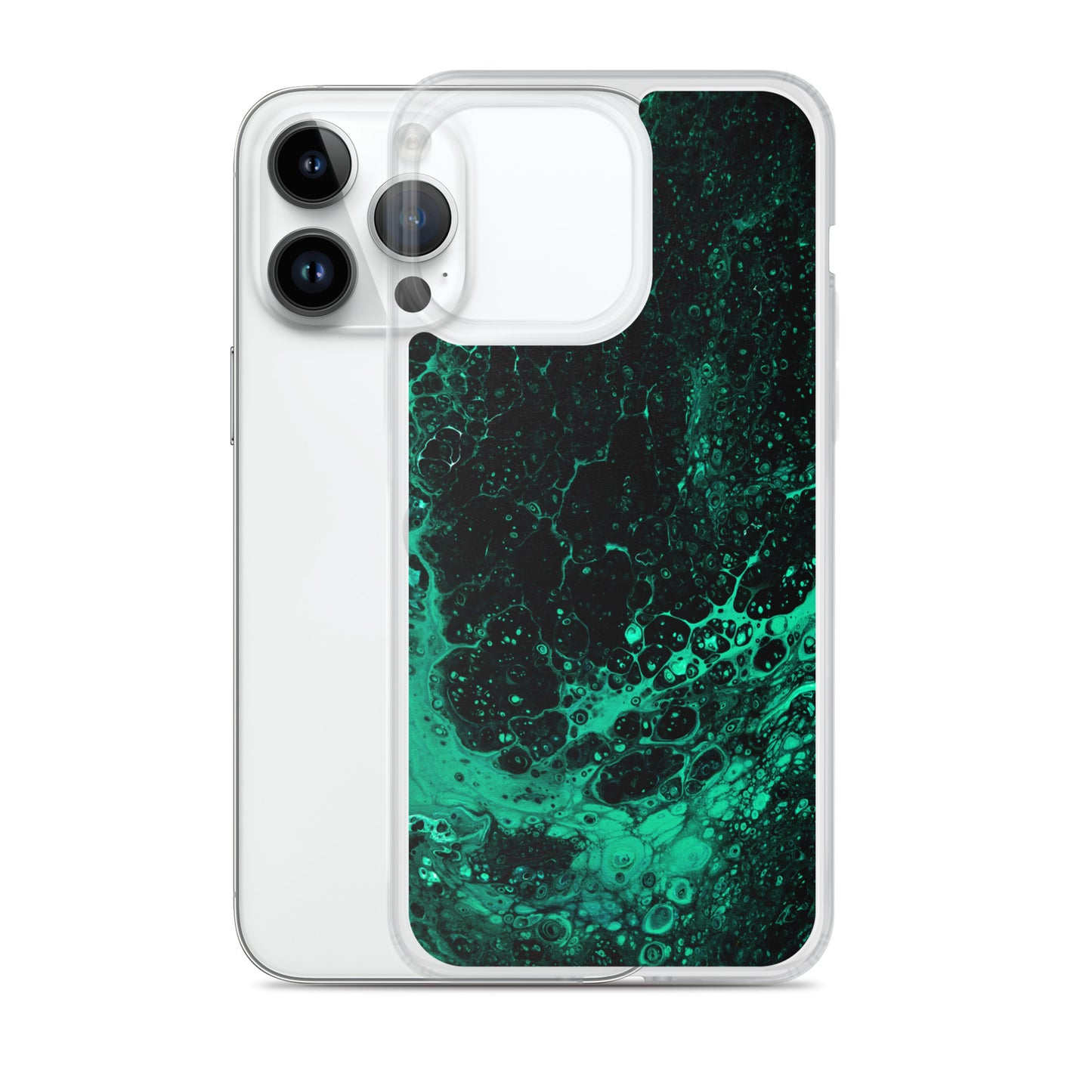 NightOwl Studio Custom Phone Case Compatible with iPhone, Ultra Slim Cover with Heavy Duty Scratch Resistant Shockproof Protection, Green Tide