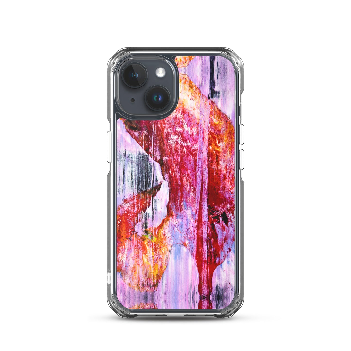 Abstract Phone Case Compatible with iPhone, Ultra Slim Cover with Heavy Duty Scratch Resistant Shockproof Protection, “Pink Rain”