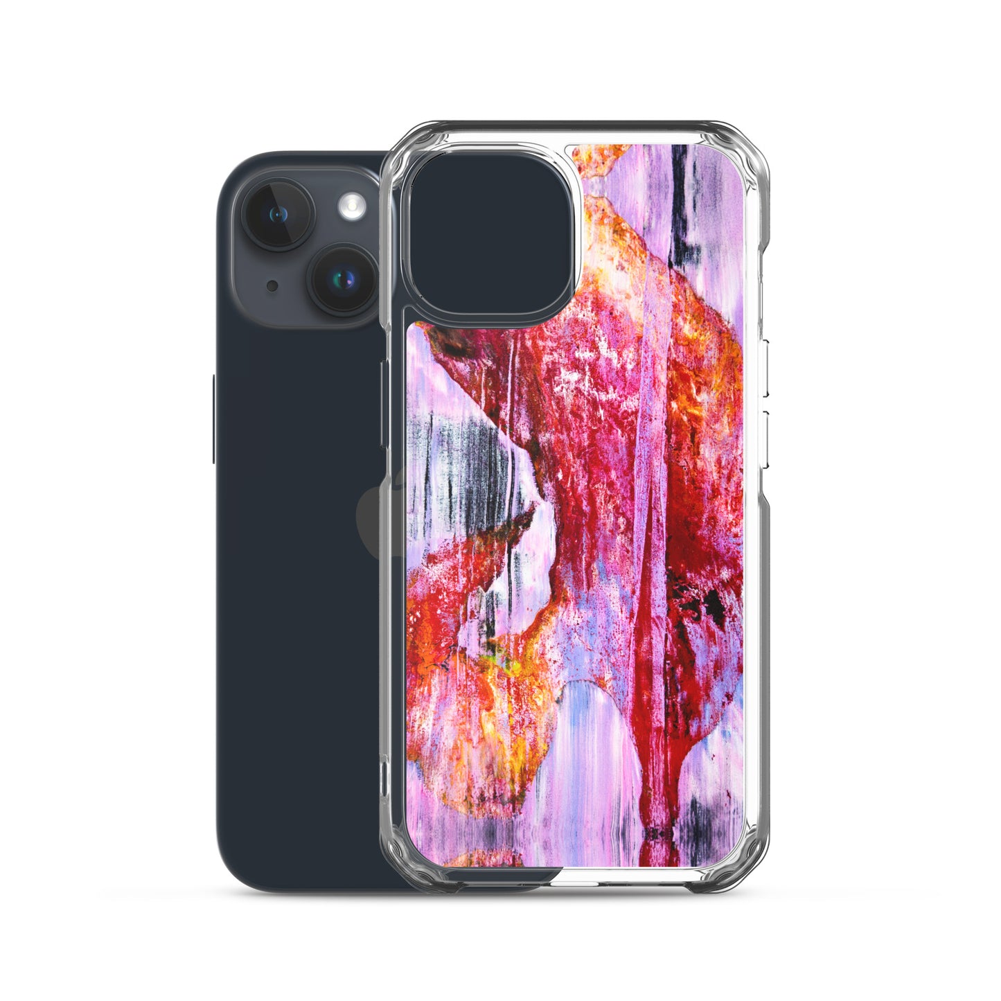 Abstract Phone Case Compatible with iPhone, Ultra Slim Cover with Heavy Duty Scratch Resistant Shockproof Protection, “Pink Rain”