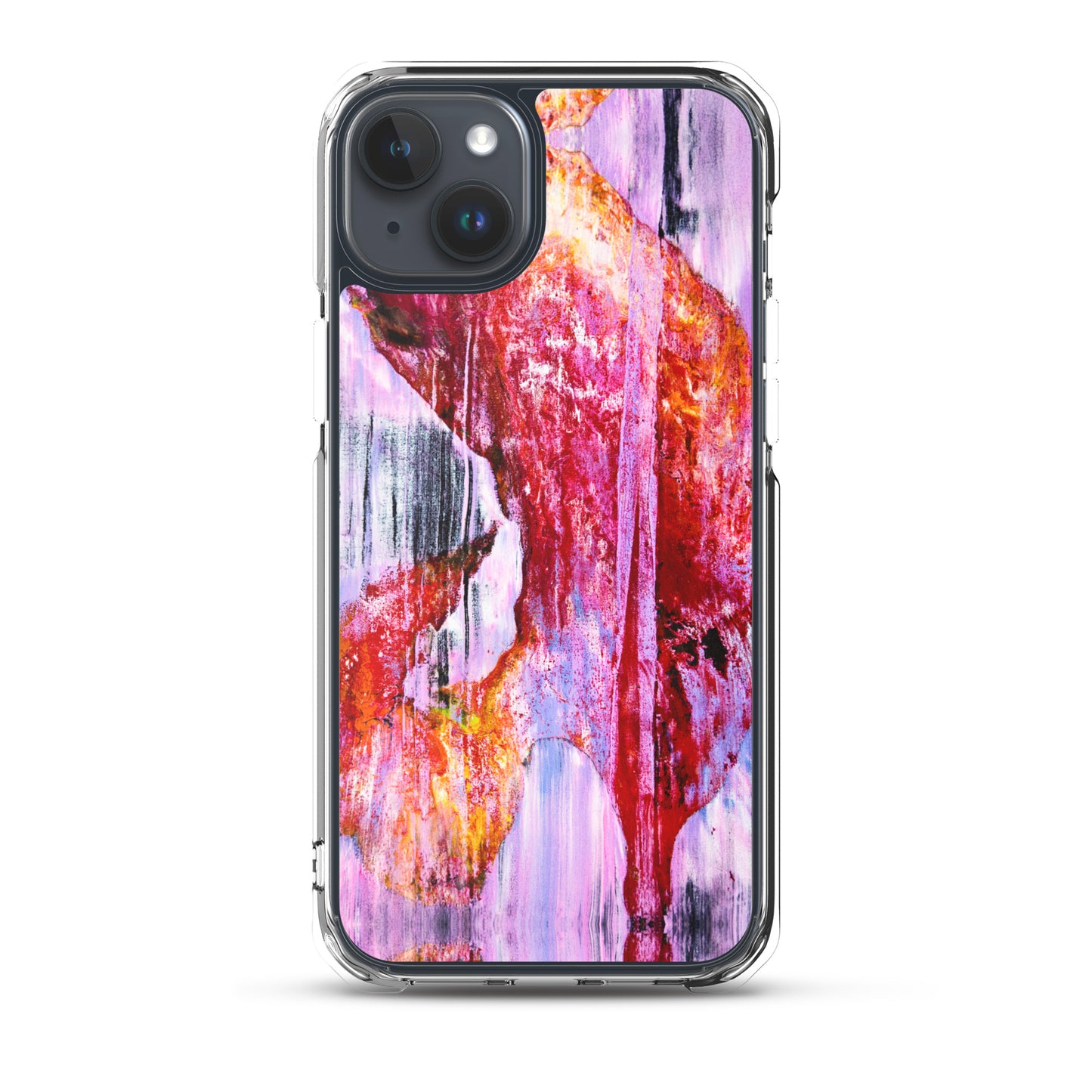 Abstract Phone Case Compatible with iPhone, Ultra Slim Cover with Heavy Duty Scratch Resistant Shockproof Protection, “Pink Rain”