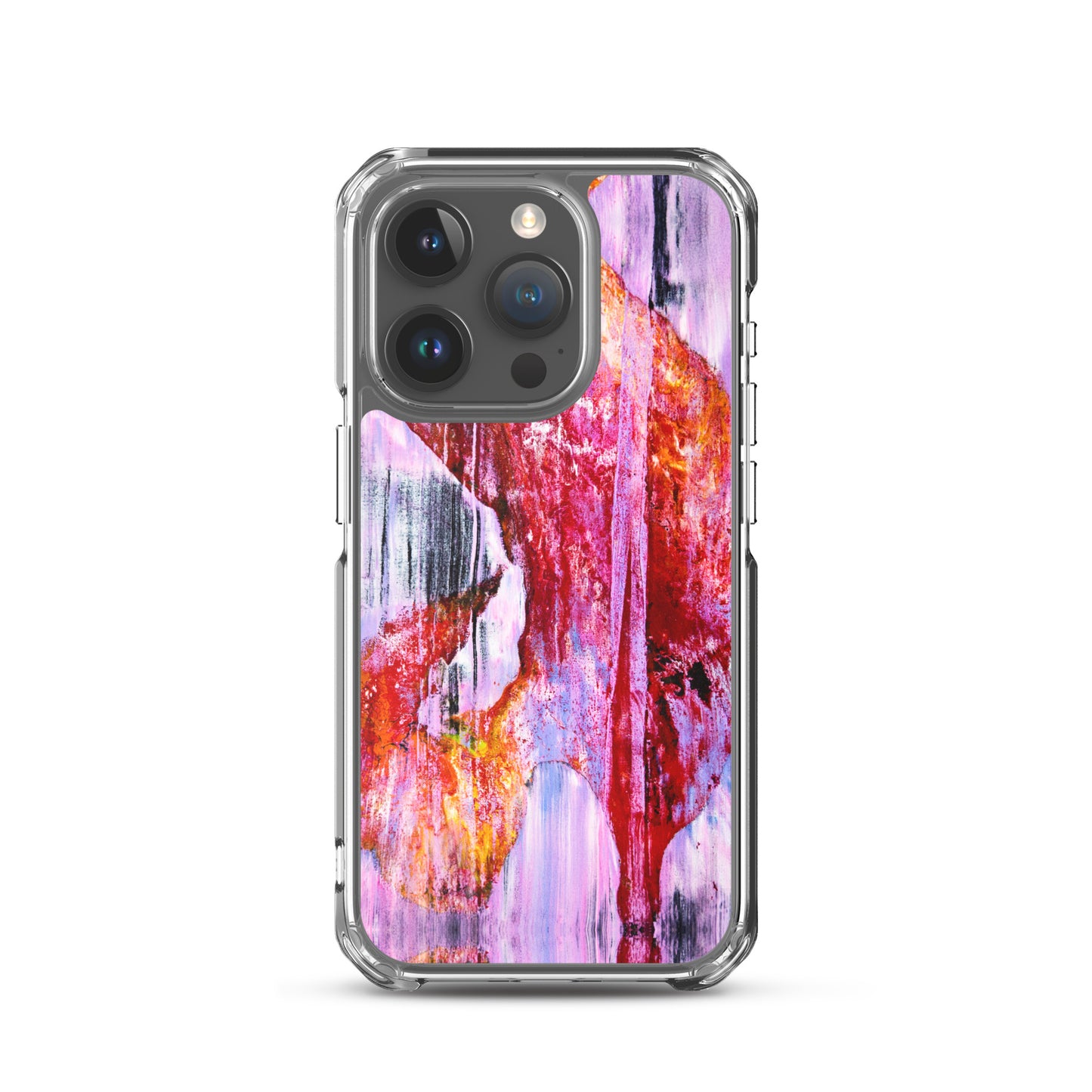 Abstract Phone Case Compatible with iPhone, Ultra Slim Cover with Heavy Duty Scratch Resistant Shockproof Protection, “Pink Rain”