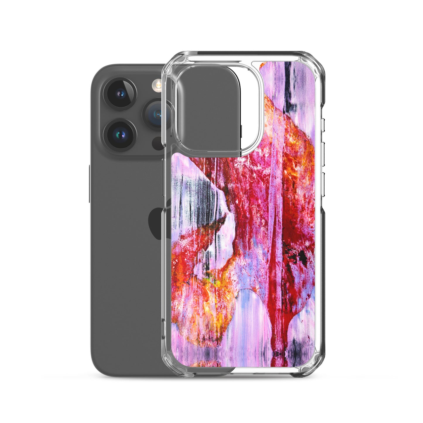 Abstract Phone Case Compatible with iPhone, Ultra Slim Cover with Heavy Duty Scratch Resistant Shockproof Protection, “Pink Rain”