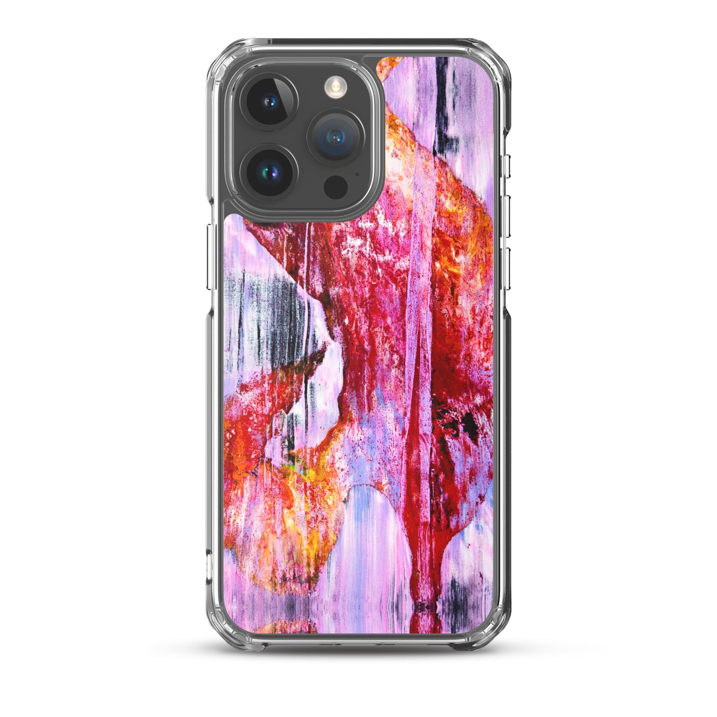 Abstract Phone Case Compatible with iPhone, Ultra Slim Cover with Heavy Duty Scratch Resistant Shockproof Protection, “Pink Rain”