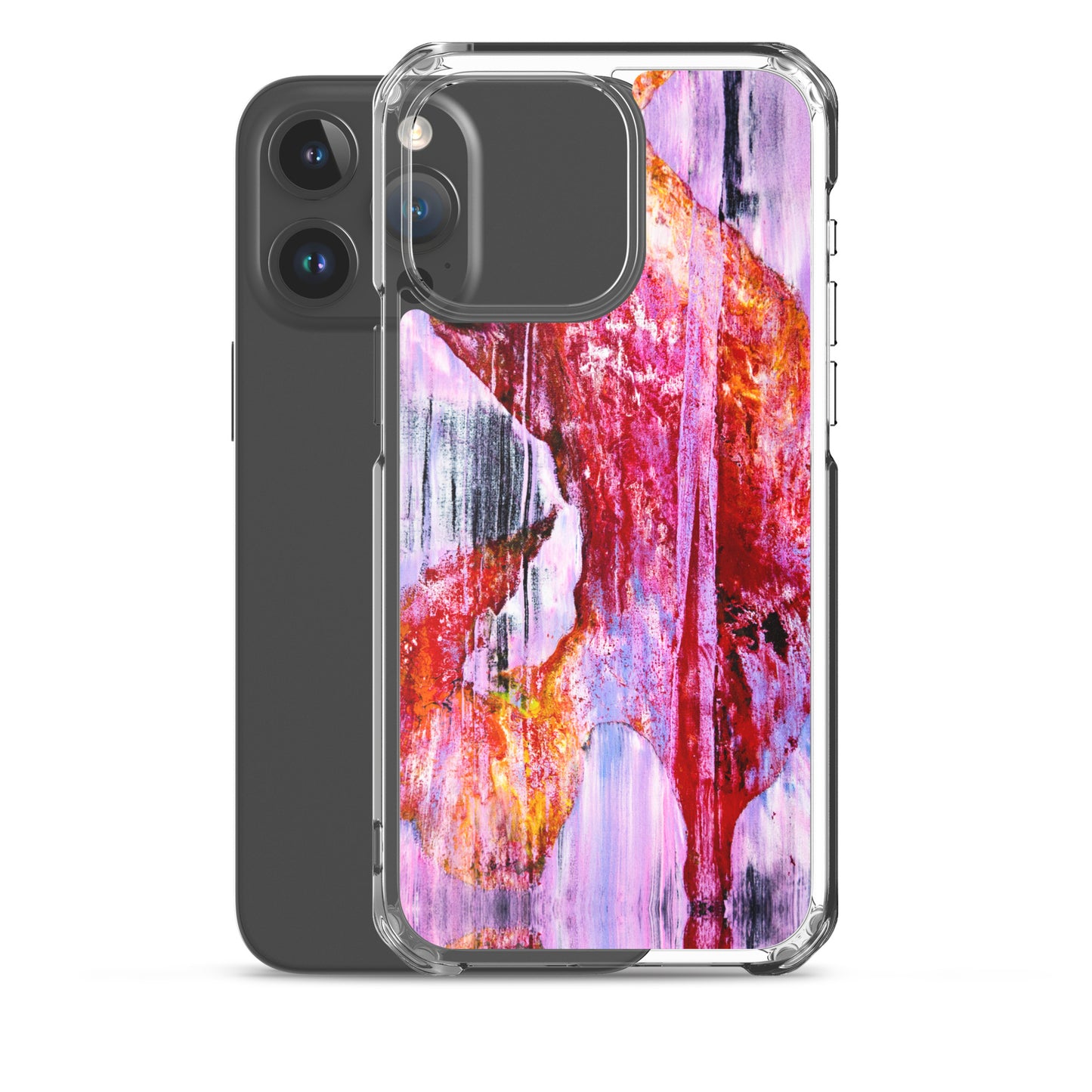 Abstract Phone Case Compatible with iPhone, Ultra Slim Cover with Heavy Duty Scratch Resistant Shockproof Protection, “Pink Rain”