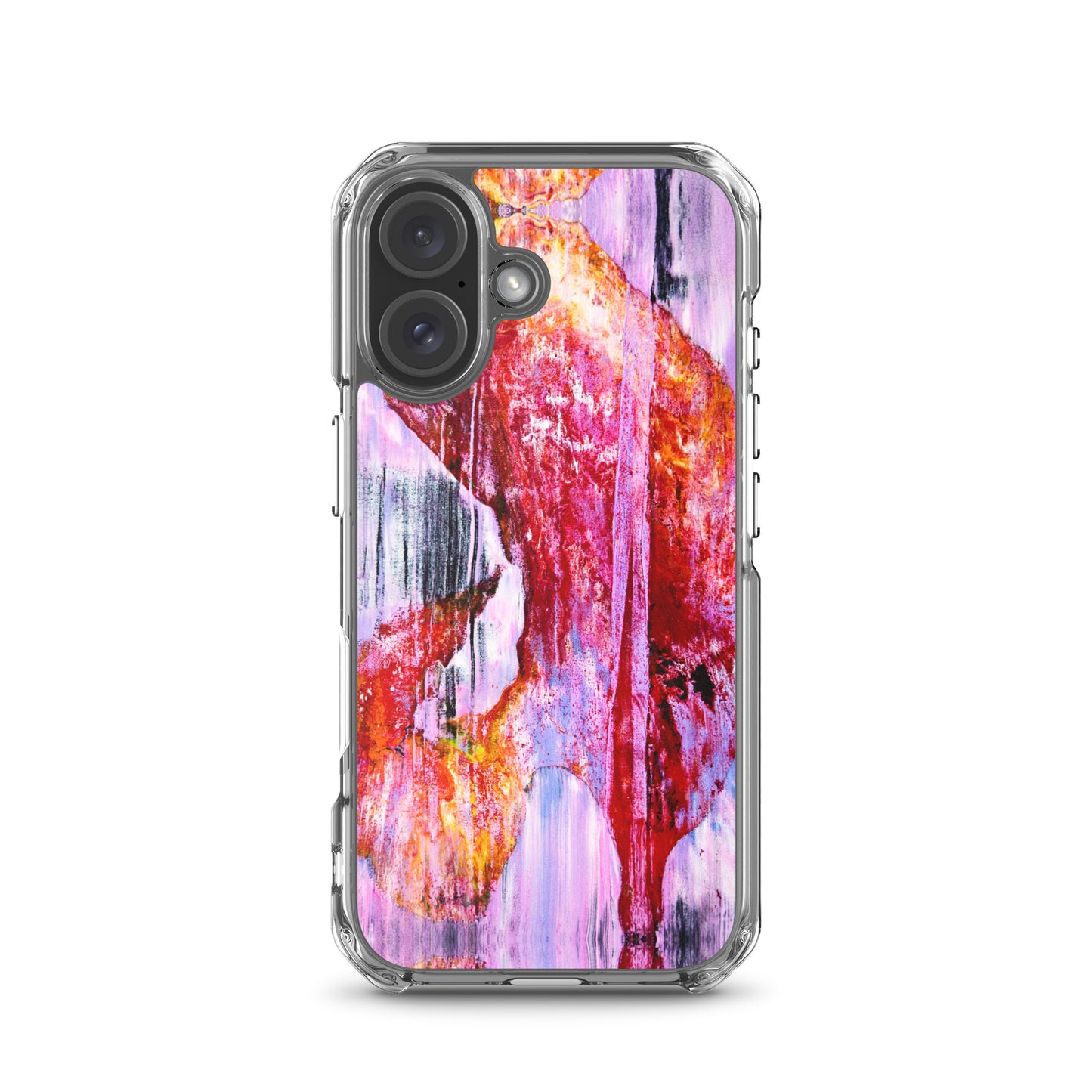 Abstract Phone Case Compatible with iPhone, Ultra Slim Cover with Heavy Duty Scratch Resistant Shockproof Protection, “Pink Rain”