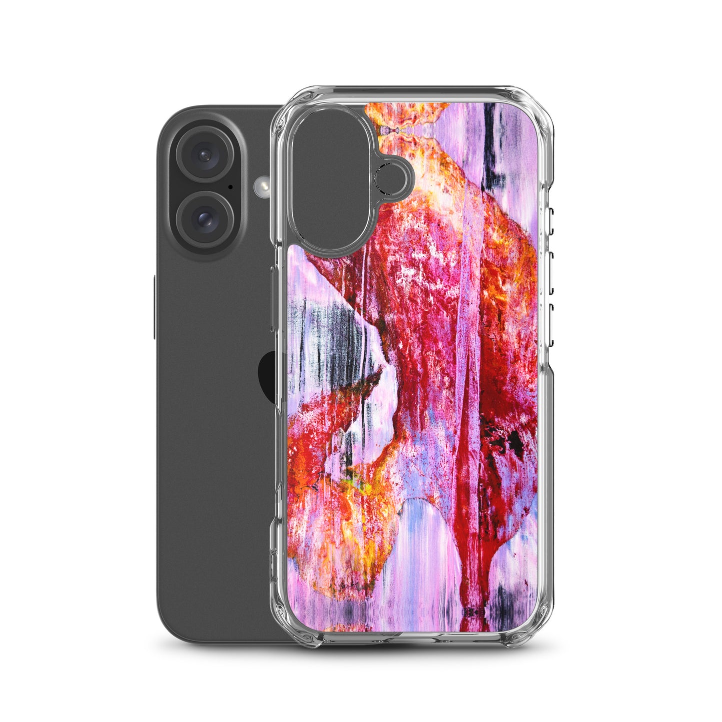 Abstract Phone Case Compatible with iPhone, Ultra Slim Cover with Heavy Duty Scratch Resistant Shockproof Protection, “Pink Rain”