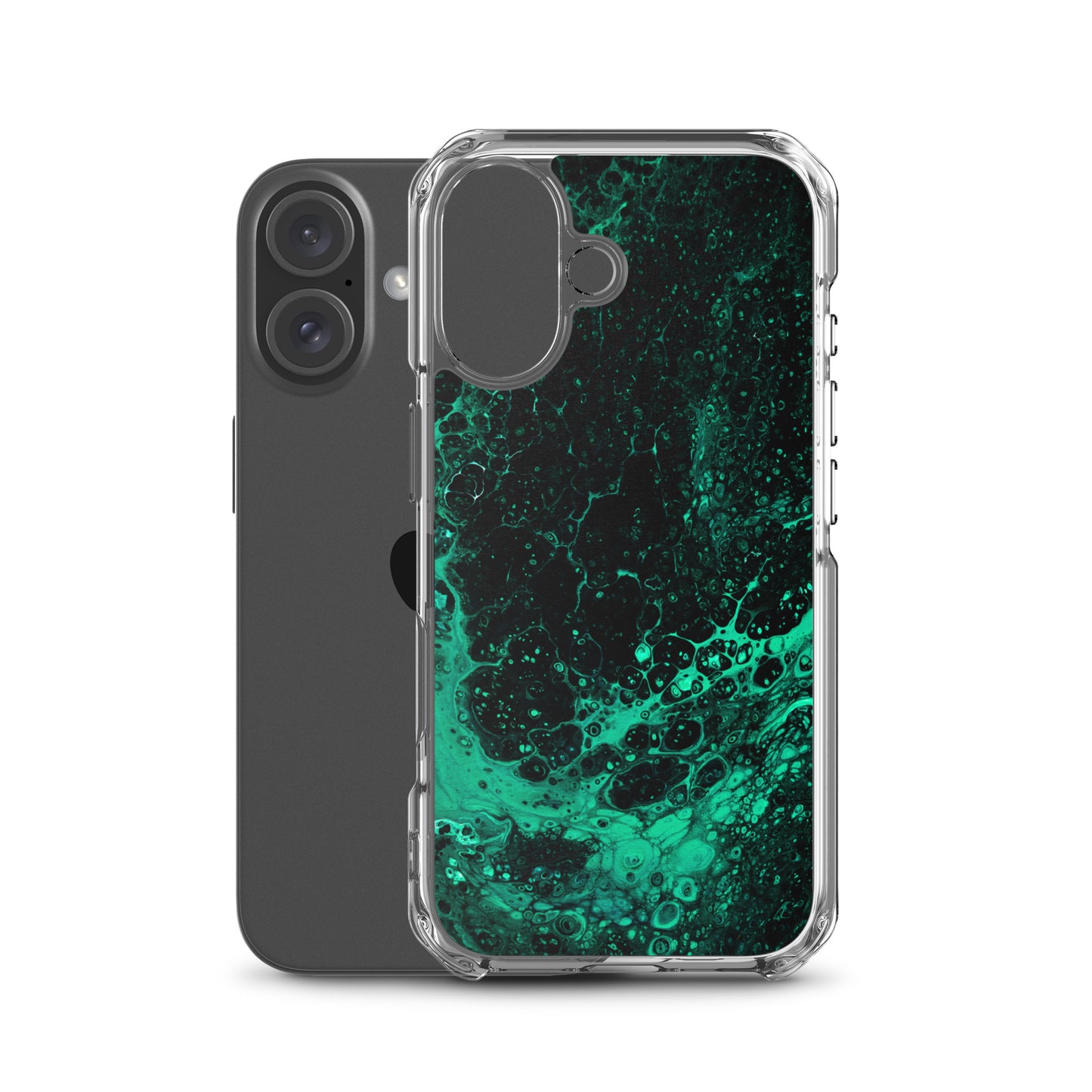 NightOwl Studio Custom Phone Case Compatible with iPhone, Ultra Slim Cover with Heavy Duty Scratch Resistant Shockproof Protection, Green Tide