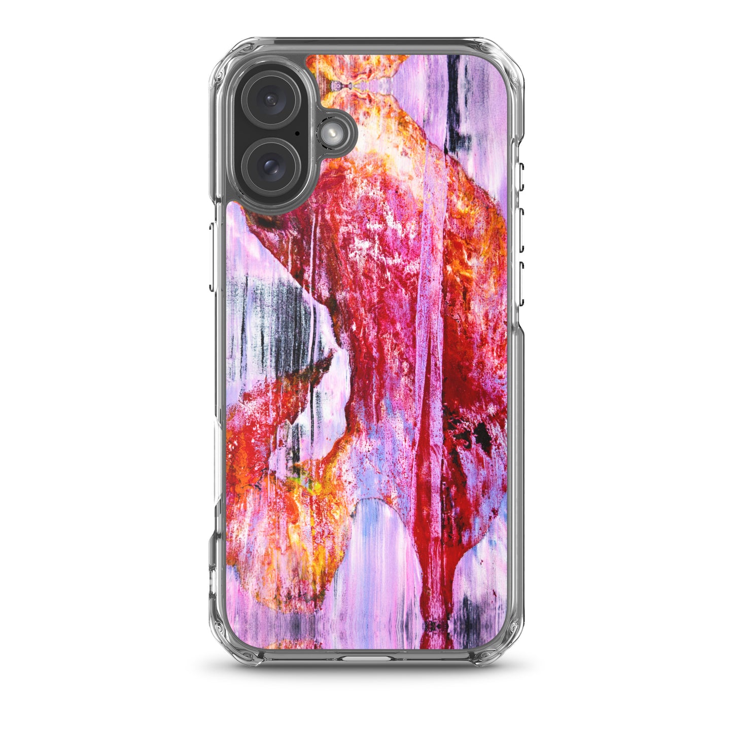 Abstract Phone Case Compatible with iPhone, Ultra Slim Cover with Heavy Duty Scratch Resistant Shockproof Protection, “Pink Rain”