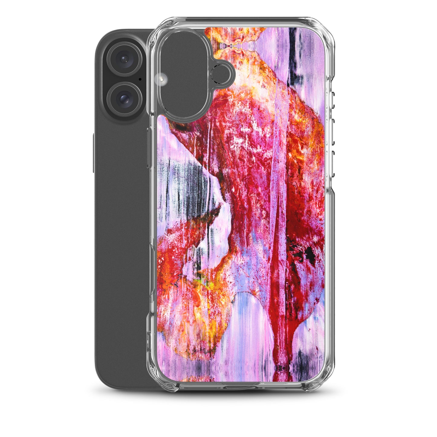 Abstract Phone Case Compatible with iPhone, Ultra Slim Cover with Heavy Duty Scratch Resistant Shockproof Protection, “Pink Rain”