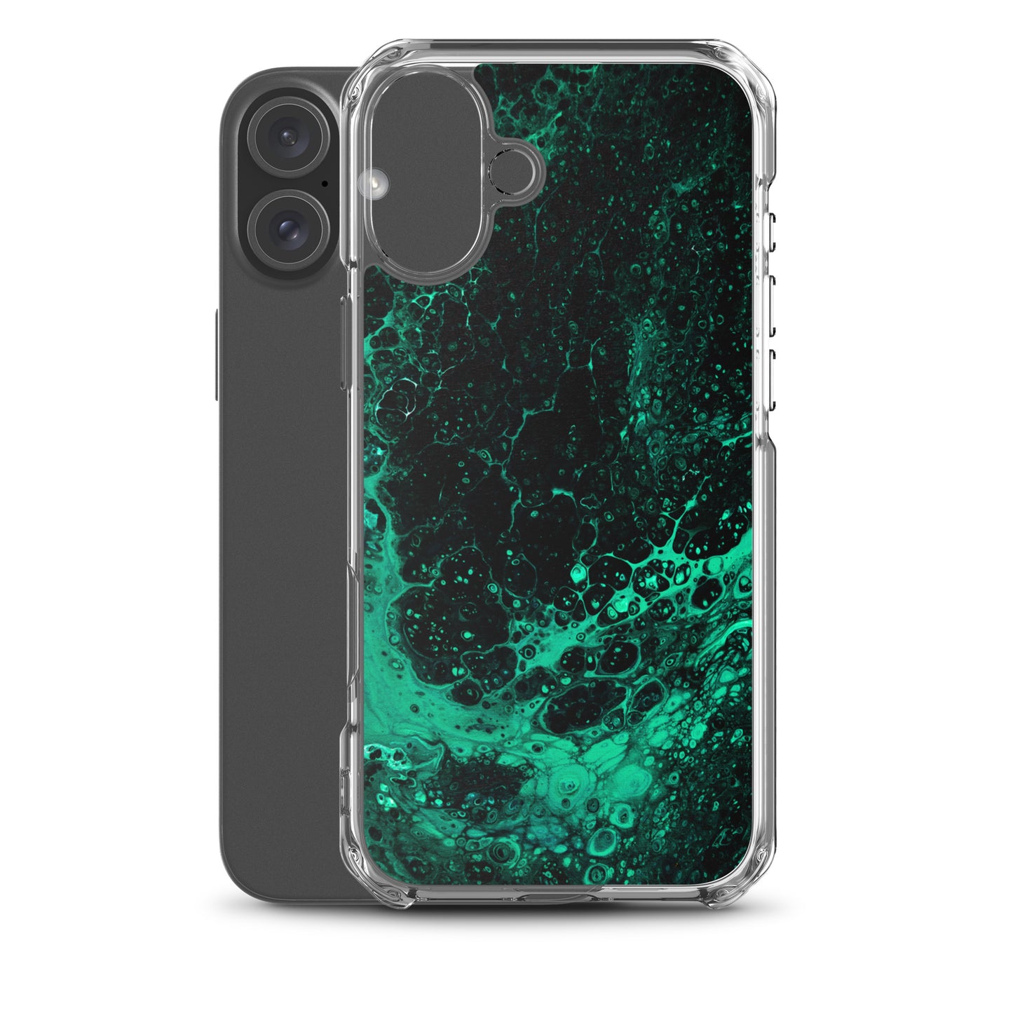 NightOwl Studio Custom Phone Case Compatible with iPhone, Ultra Slim Cover with Heavy Duty Scratch Resistant Shockproof Protection, Green Tide