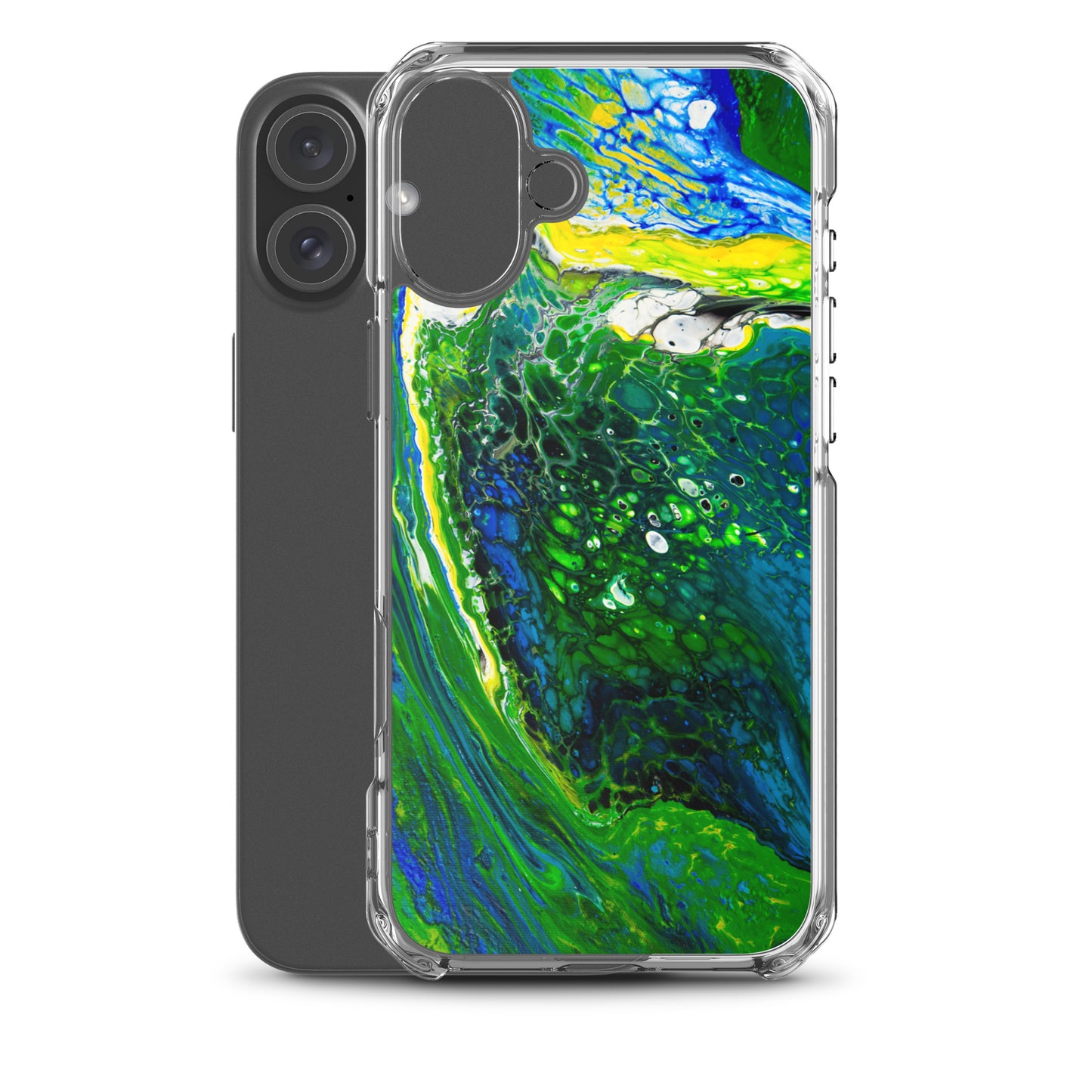 NightOwl Studio Custom Phone Case Compatible with iPhone, Ultra Slim Cover with Heavy Duty Scratch Resistant Shockproof Protection, Green Stream