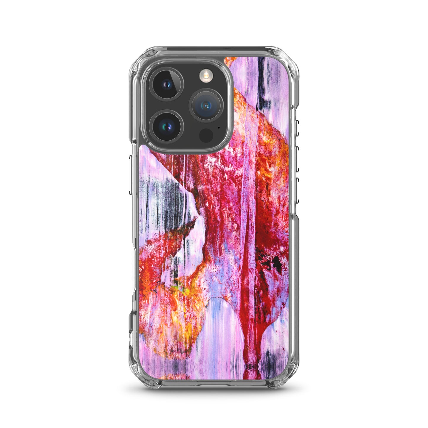 Abstract Phone Case Compatible with iPhone, Ultra Slim Cover with Heavy Duty Scratch Resistant Shockproof Protection, “Pink Rain”