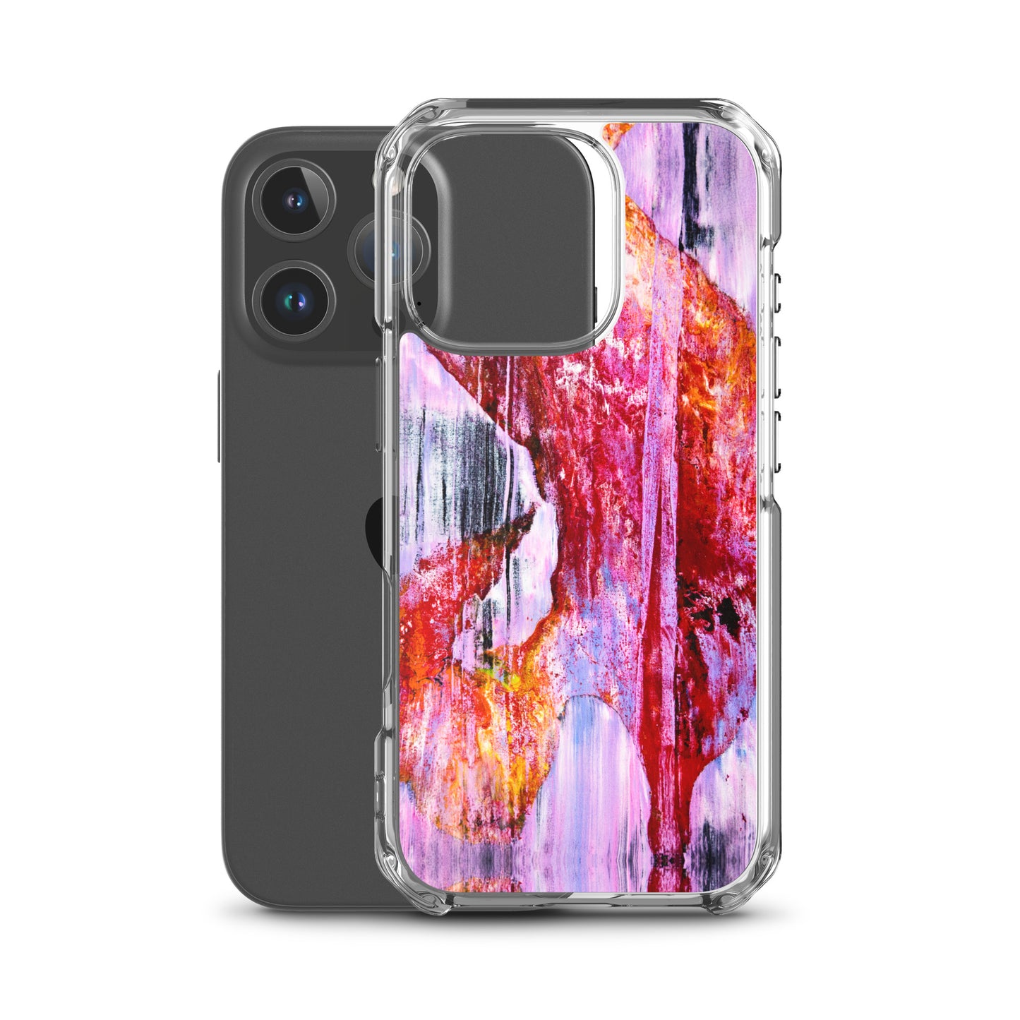 Abstract Phone Case Compatible with iPhone, Ultra Slim Cover with Heavy Duty Scratch Resistant Shockproof Protection, “Pink Rain”