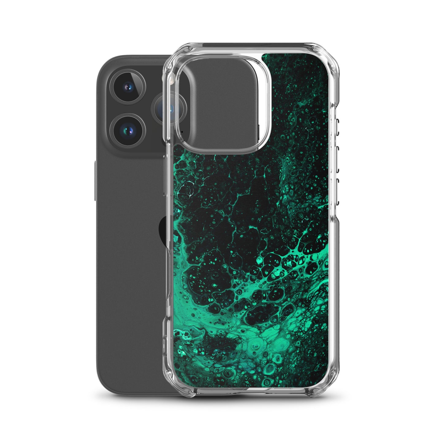 NightOwl Studio Custom Phone Case Compatible with iPhone, Ultra Slim Cover with Heavy Duty Scratch Resistant Shockproof Protection, Green Tide